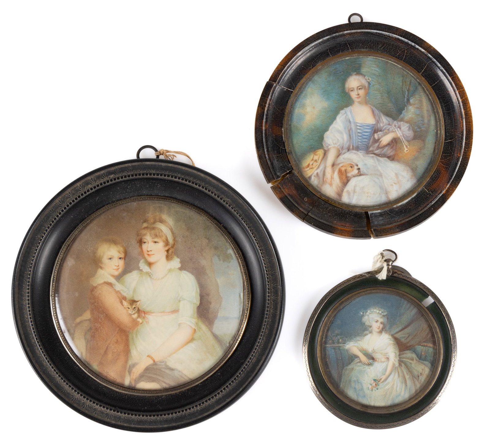 EUROPEAN SCHOOL (18TH / 19TH CENTURY) MINIATURE PORTRAITS, LOT OF THREE (1 of 5)