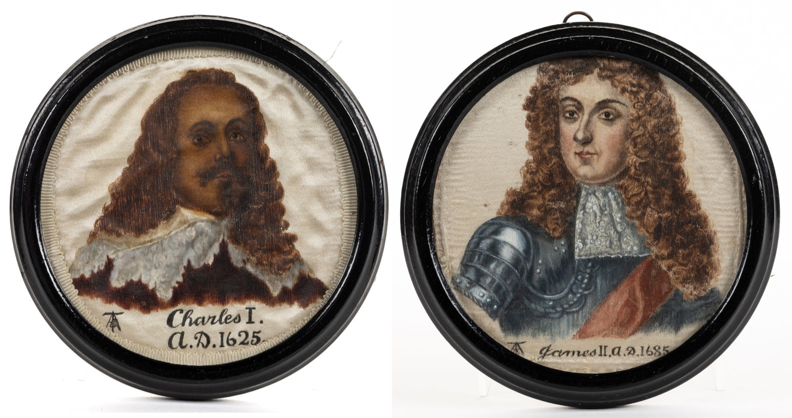 ENGLISH SCHOOL (19TH CENTURY) MINIATURE PORTRAITS OF KINGS, PAIR (1 of 5)