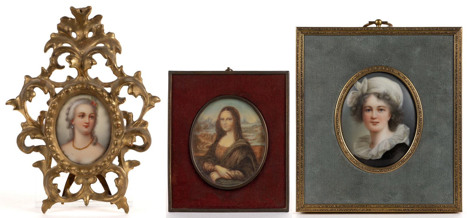 CONTINENTAL SCHOOL (20TH CENTURY) MINIATURE PORTRAITS / PORCELAIN PLAQUES, LOT OF THREE (1 of 7)