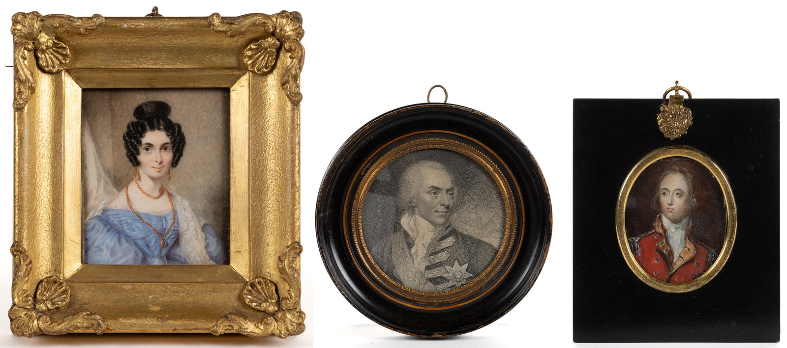 EUROPEAN SCHOOL (19TH CENTURY) MINIATURE PORTRAITS, LOT OF THREE (1 of 5)