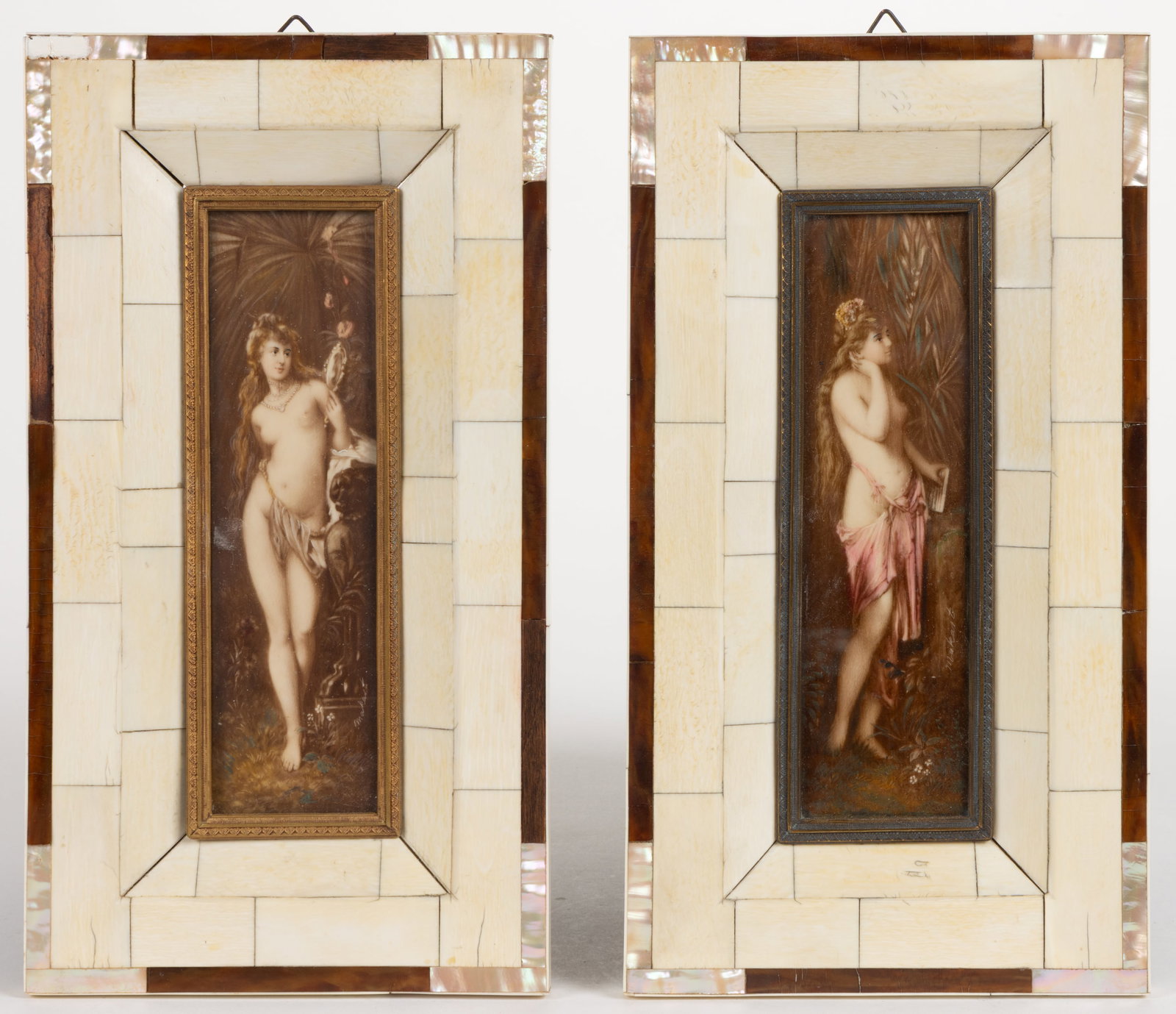 AFTER HANS MAKART (AUSTRIAN, 1840-1884) "FIVE SENSES" MINIATURE PAINTINGS, LOT OF TWO (1 of 4)