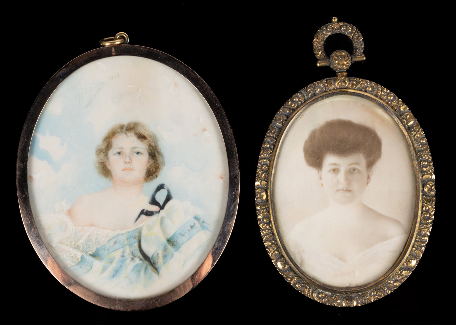 AMERICAN SCHOOL (EARLY 20TH CENTURY) MINIATURE PORTRAITS OF YOUNG WOMEN (1 of 4)