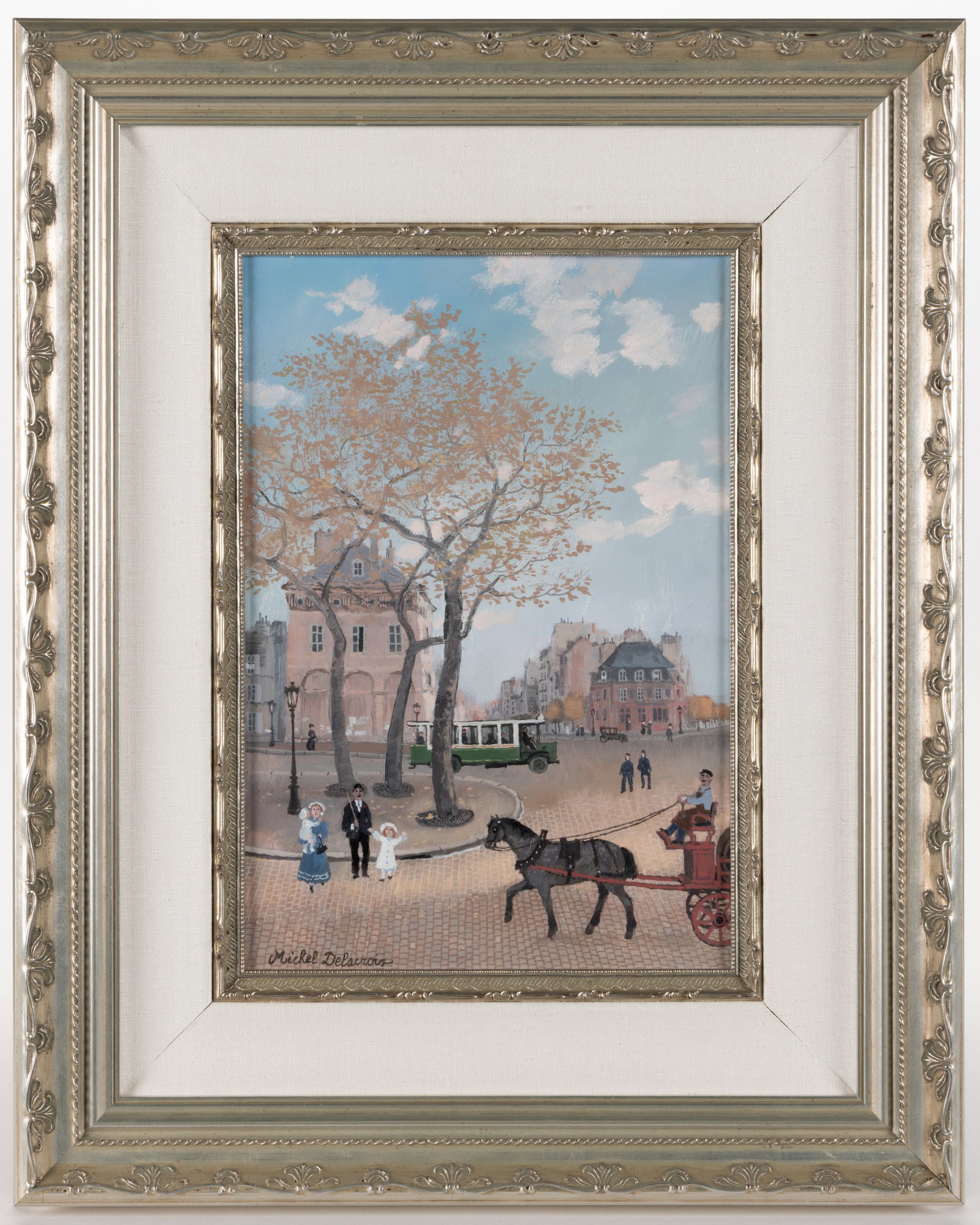 MICHEL DELACROIX (FRENCH, B. 1933) "PLACE D'ITALIE" PARIS STREET SCENE PAINTING (1 of 3)