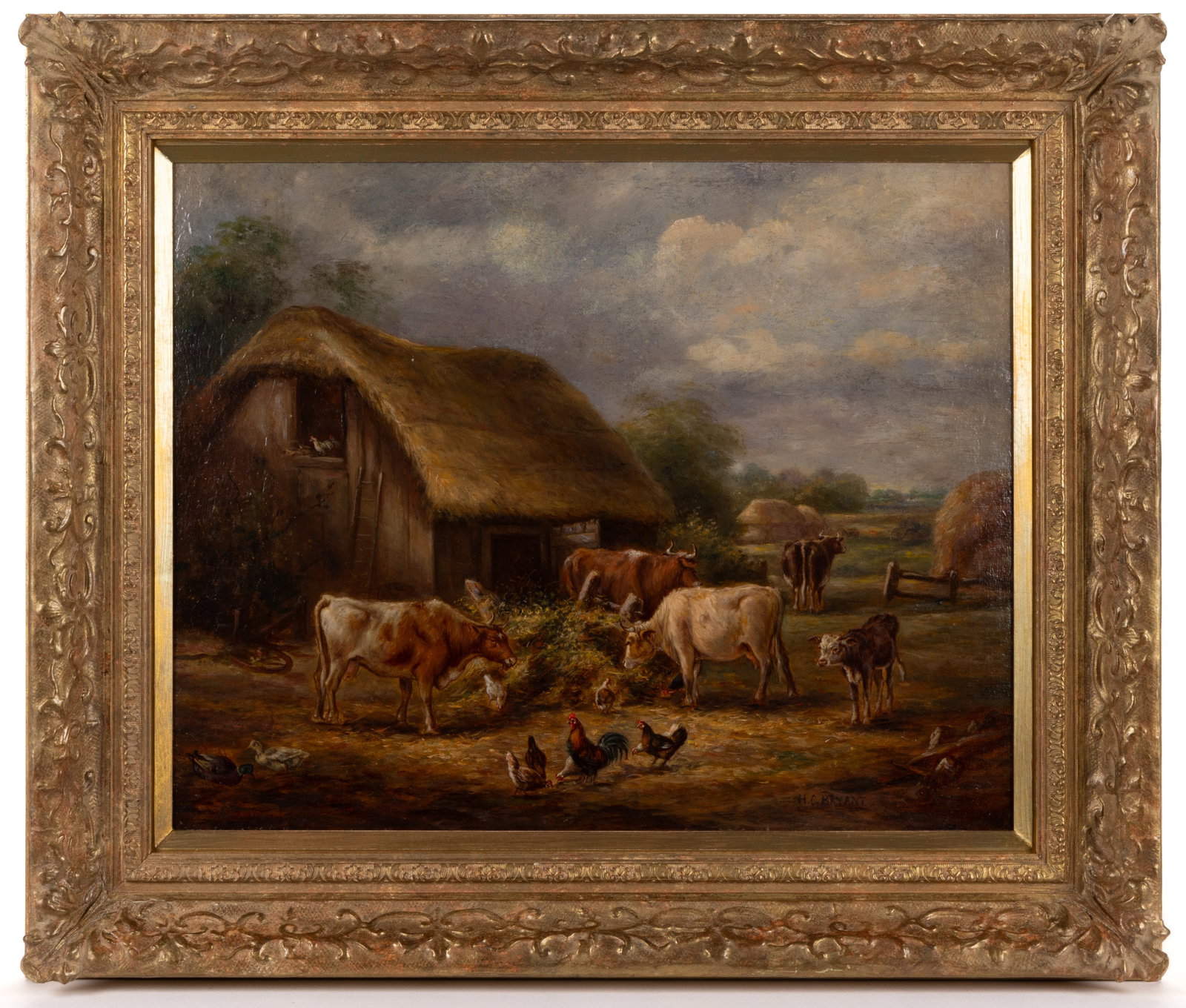HENRY CHARLES BRYANT (BRITISH, 1835-1915) BARNYARD SCENE PAINTING (1 of 6)