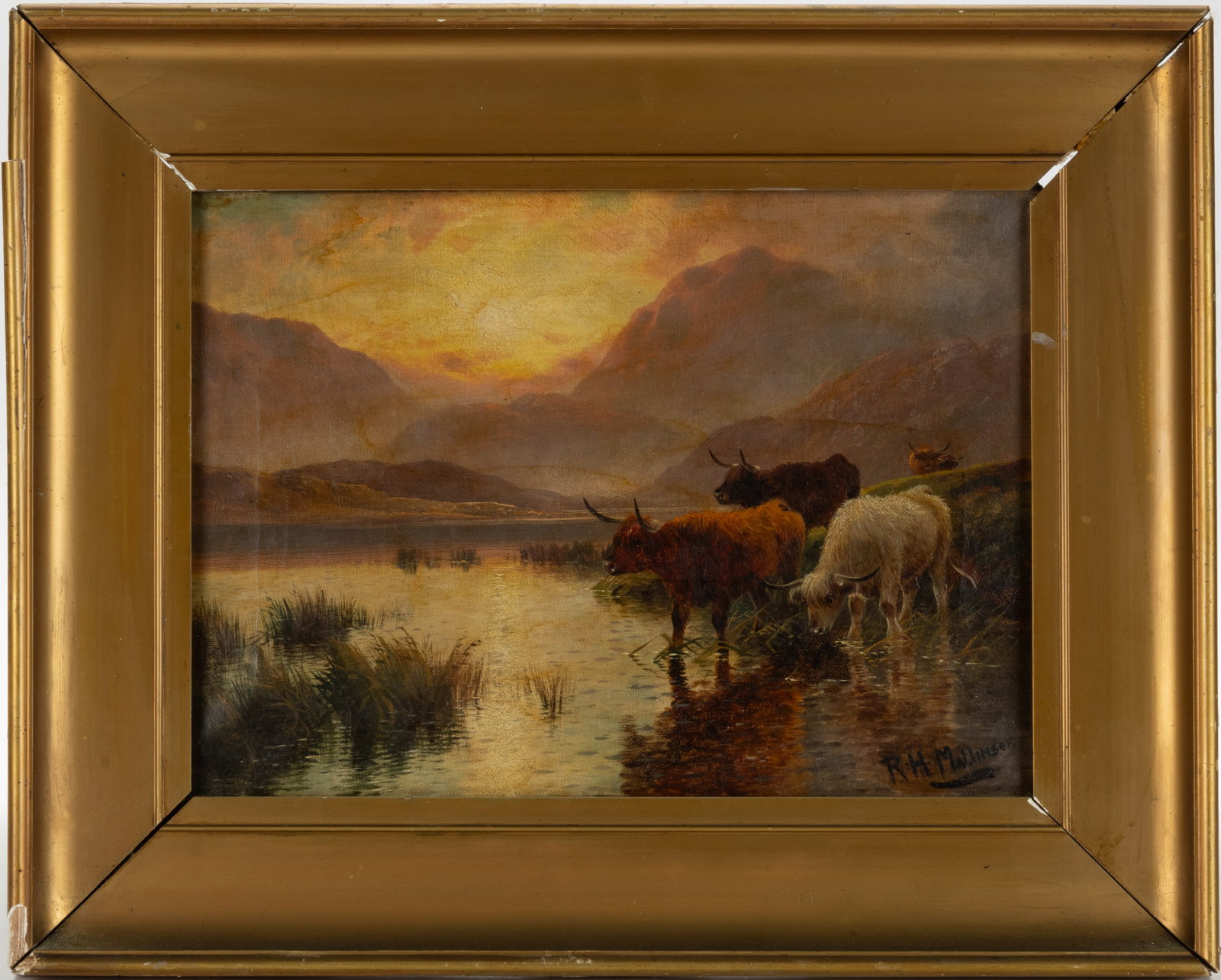 BRITISH SCHOOL (19TH CENTURY) LANDSCAPE PAINTING FEATURING CATTLE (1 of 4)