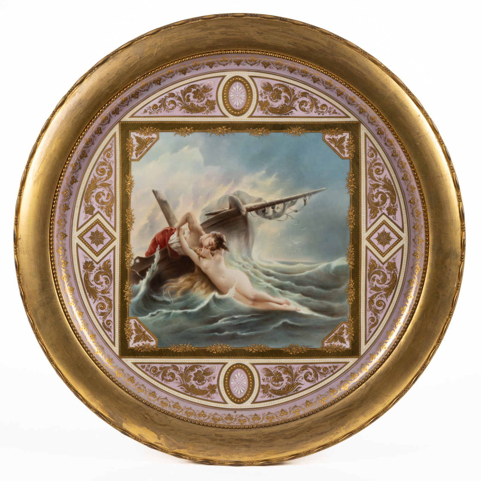 ROYAL VIENNA PORCELAIN FRANZ WAGNER (AUSTRIAN, ACTIVE C. 1894-1908) MONUMENTAL TRAY / PLAQUE (1 of 5)