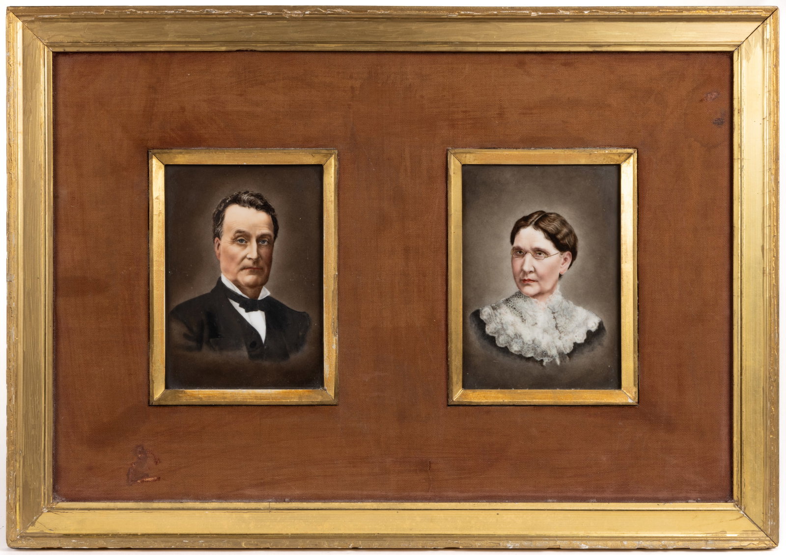 CONTINENTAL SCHOOL (19TH CENTURY) PORCELAIN PORTRAIT PLAQUES, PAIR FRAMED TOGETHER (1 of 4)