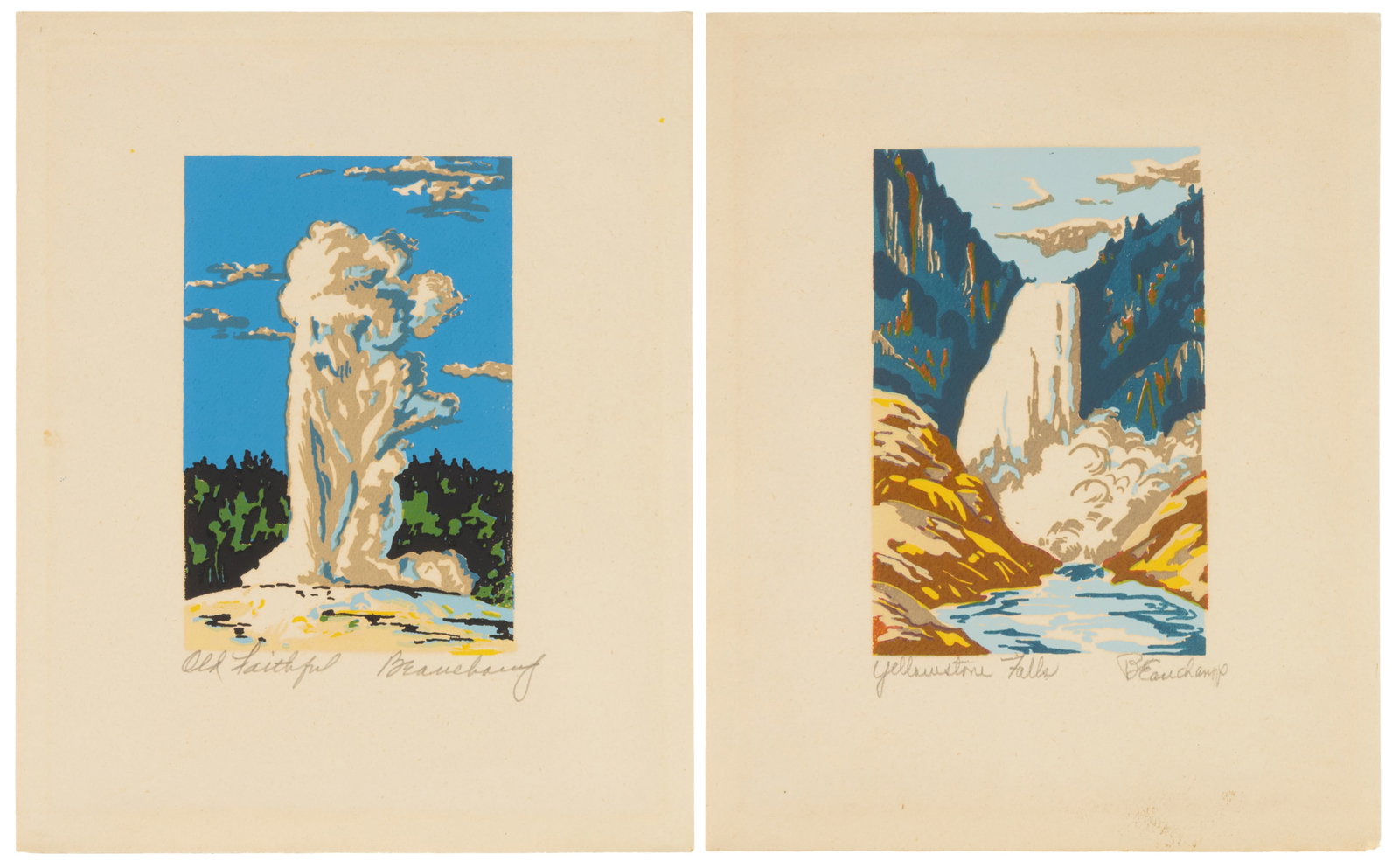 JOHN W. BEAUCAMP (AMERICAN, 1906-1957) YELLOWSTONE PRINTS, LOT OF TWO (1 of 5)