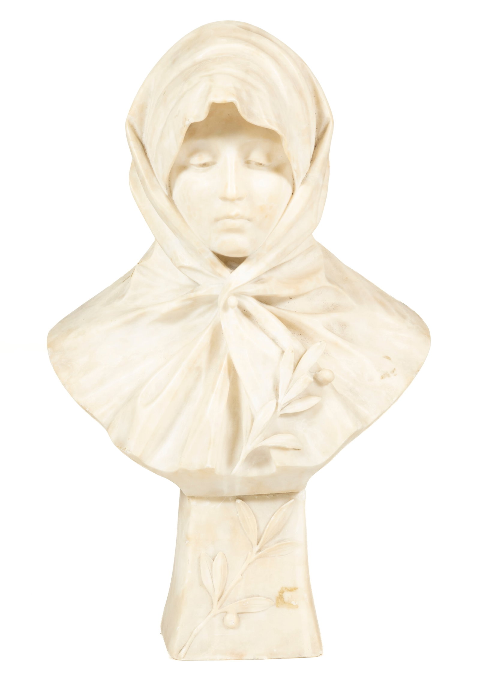 R. CALONI (ITALIAN, 19TH/20TH CENTURY) CARVED MARBLE / ALABASTER BUST (1 of 4)