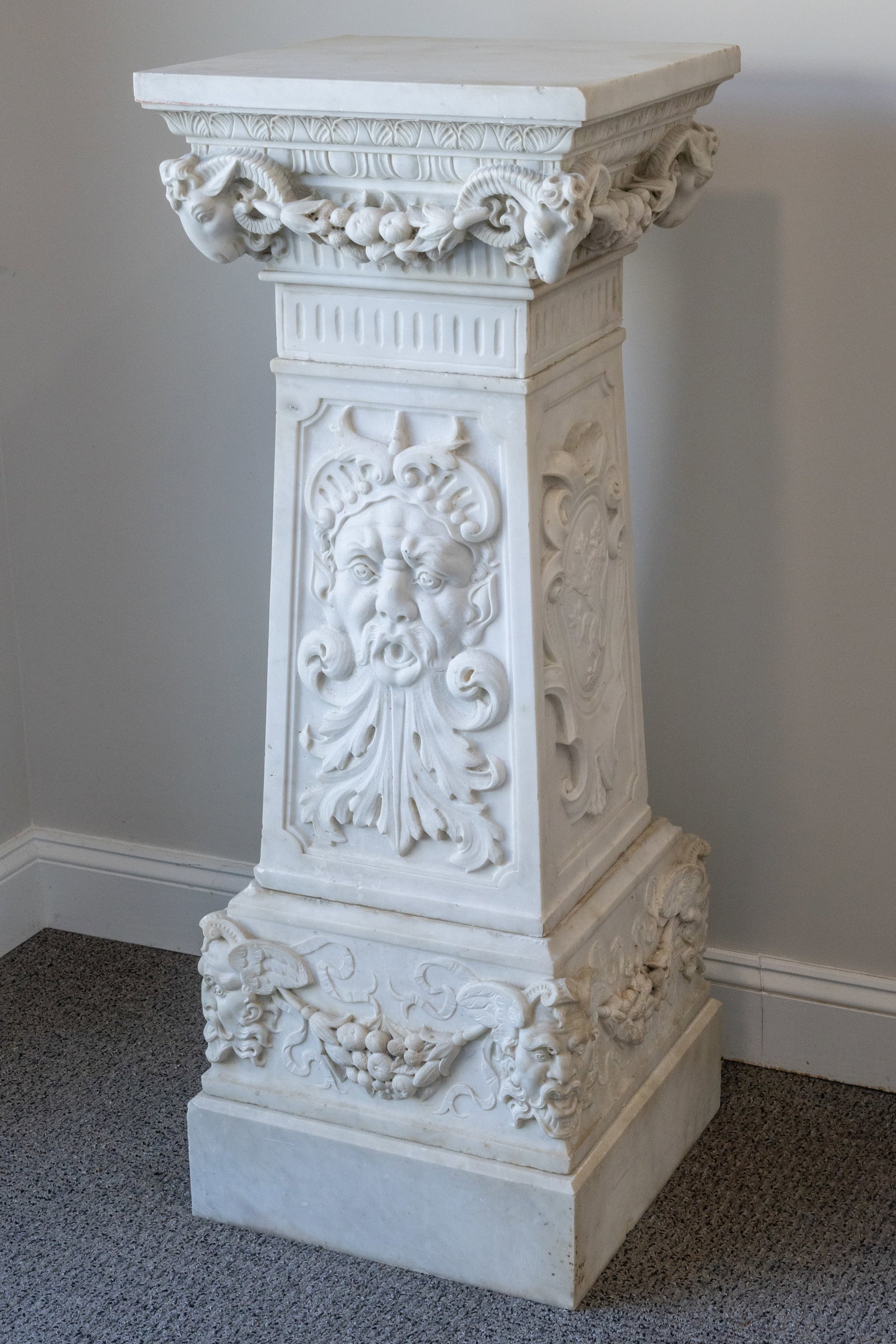 CONTINENTAL, PROBABLY ITALIAN, CARVED MARBLE PEDESTAL (1 of 8)
