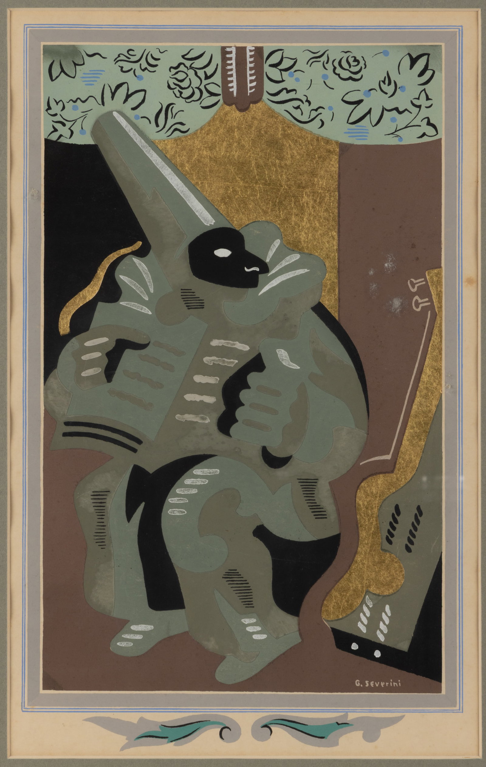 GINO SEVERINI (ITALIAN, 1883-1966) "POLICHINELLE AU LIVRE" / "PULCINELLA WITH A BOOK" LITHOGRAPH (1 of 3)