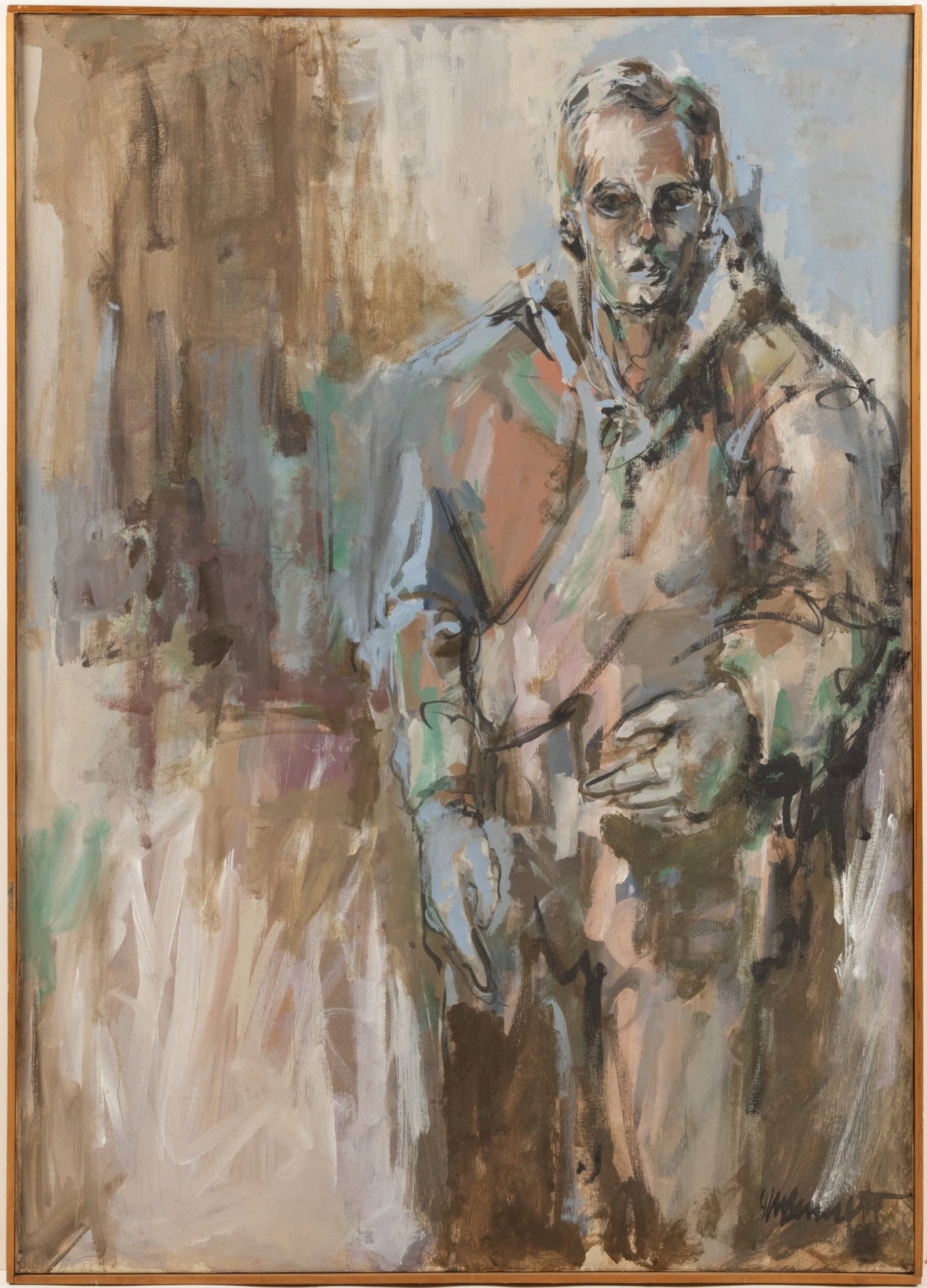 AMERICAN SCHOOL (20TH CENTURY) SEMI-ABSTRACT PORTRAIT OF A MAN (1 of 4)