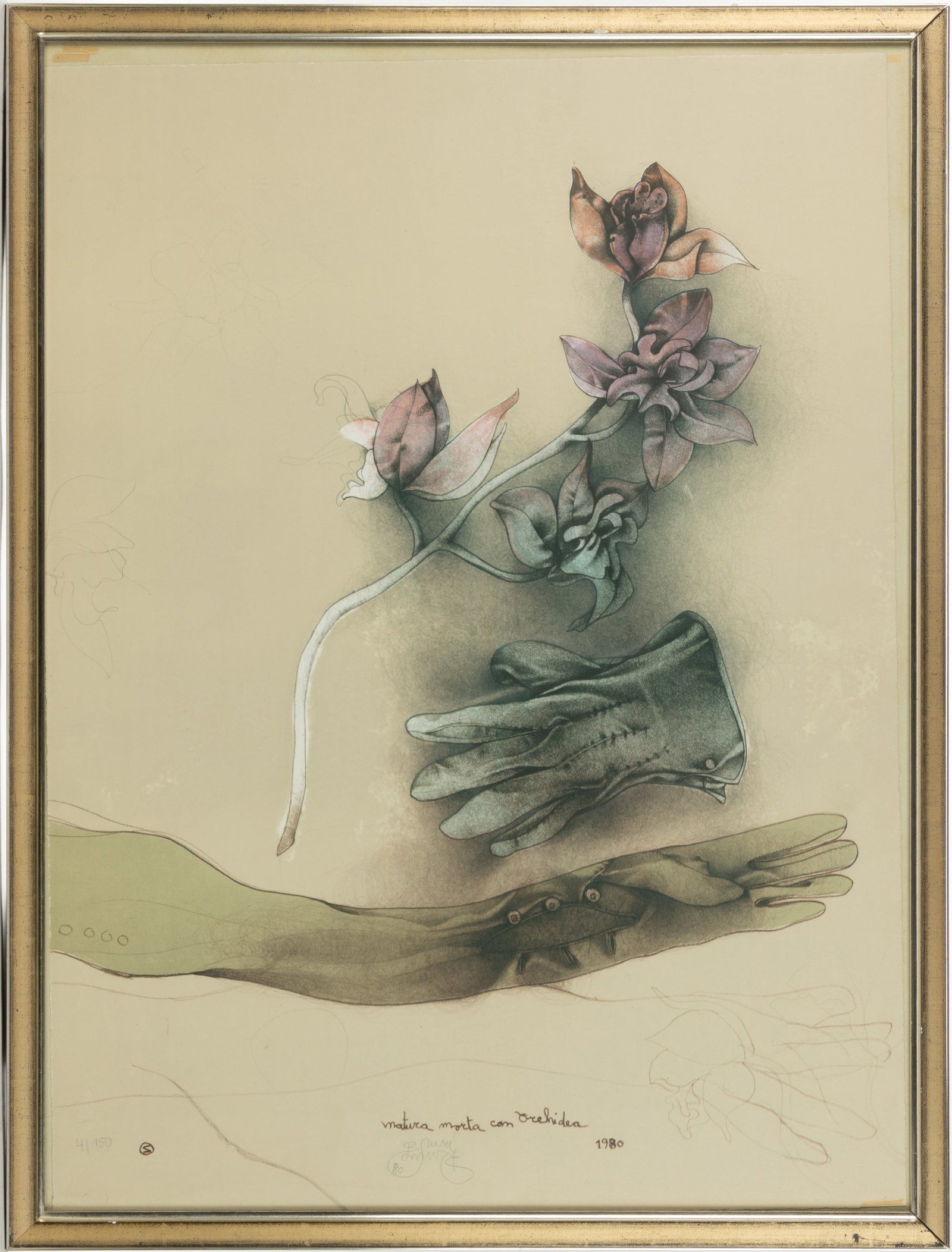 BRUNO BRUNI (ITALIAN, B. 1935) "NATURA MORTA CON ORCHIDEA" / "STILL LIFE WITH ORCHID" PRINT (1 of 3)