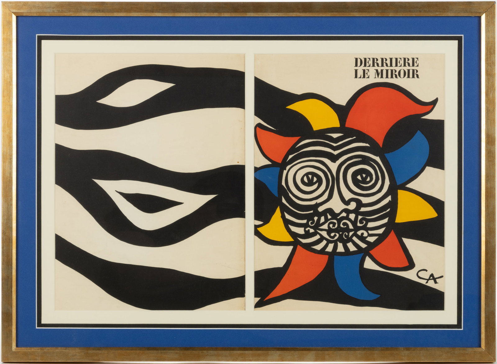 ALEXANDER CALDER (AMERICAN, 1898-1976) "DERRIERE LE MIROIR" COVER LITHOGRAPH: ALEXANDER CALDER (AMERICAN, 1898-1976) "DERRIERE LE MIROIR" COVER LITHOGRAPH, from issue #156, color lithograph on paper, titled with magazine name in the print, a stylized