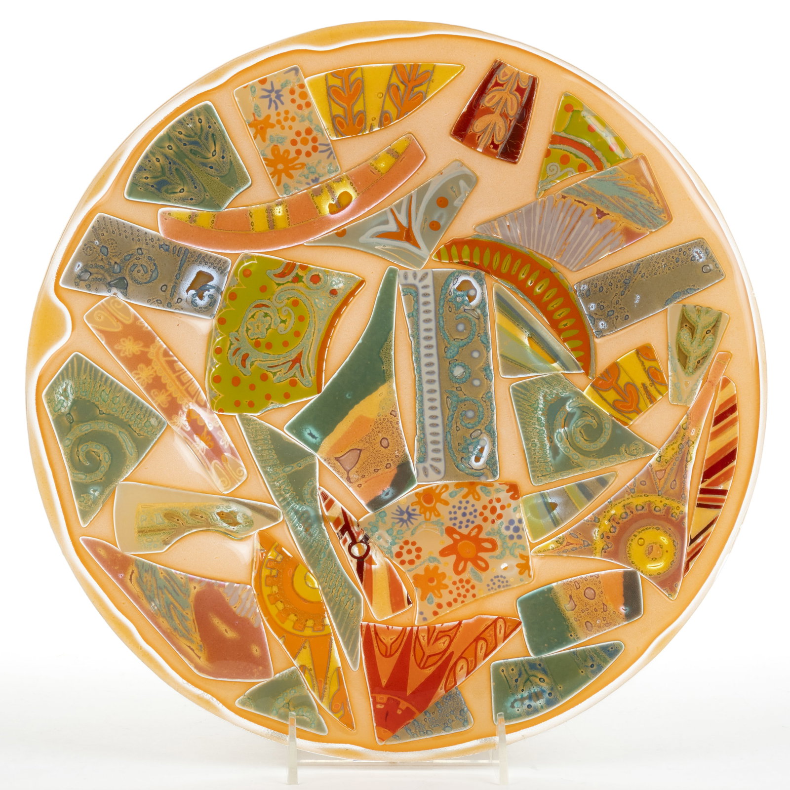 HIGGINS MID-CENTURY MODERN FUSED ART GLASS PLATTER (1 of 2)