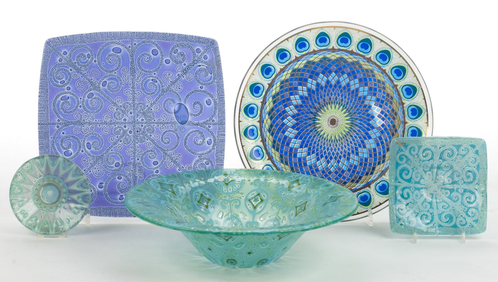 HIGGINS MID-CENTURY MODERN FUSED ART GLASS ARTICLES, LOT OF FOUR (1 of 1)