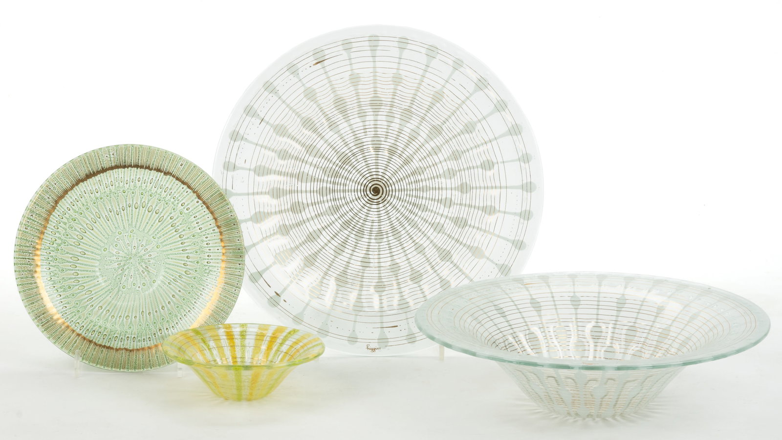 HIGGINS MID-CENTURY MODERN FUSED ART GLASS ARTICLES, LOT OF FOUR (1 of 1)