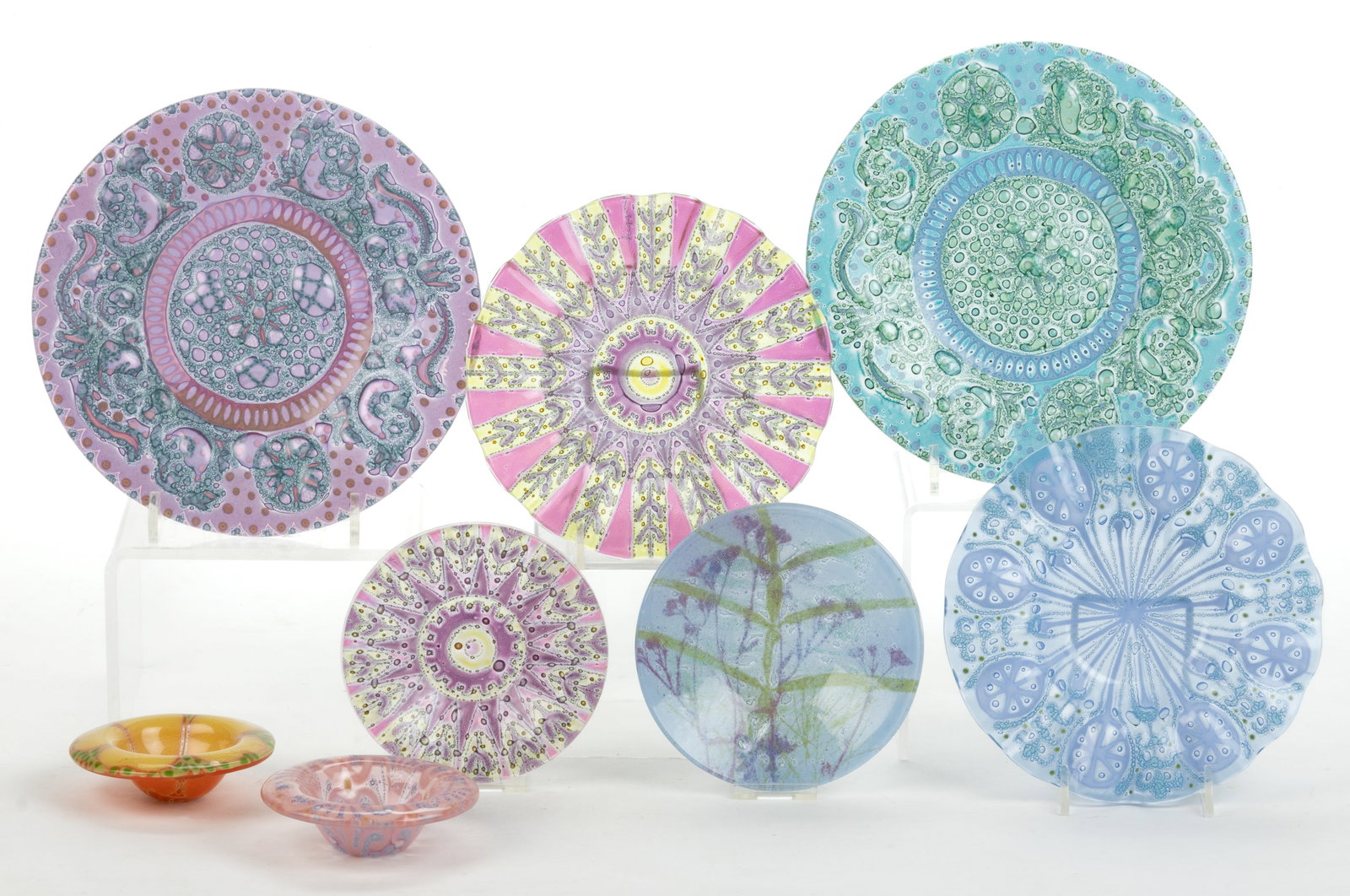 HIGGINS MID-CENTURY MODERN FUSED ART GLASS ARTICLES, LOT OF EIGHT (1 of 1)