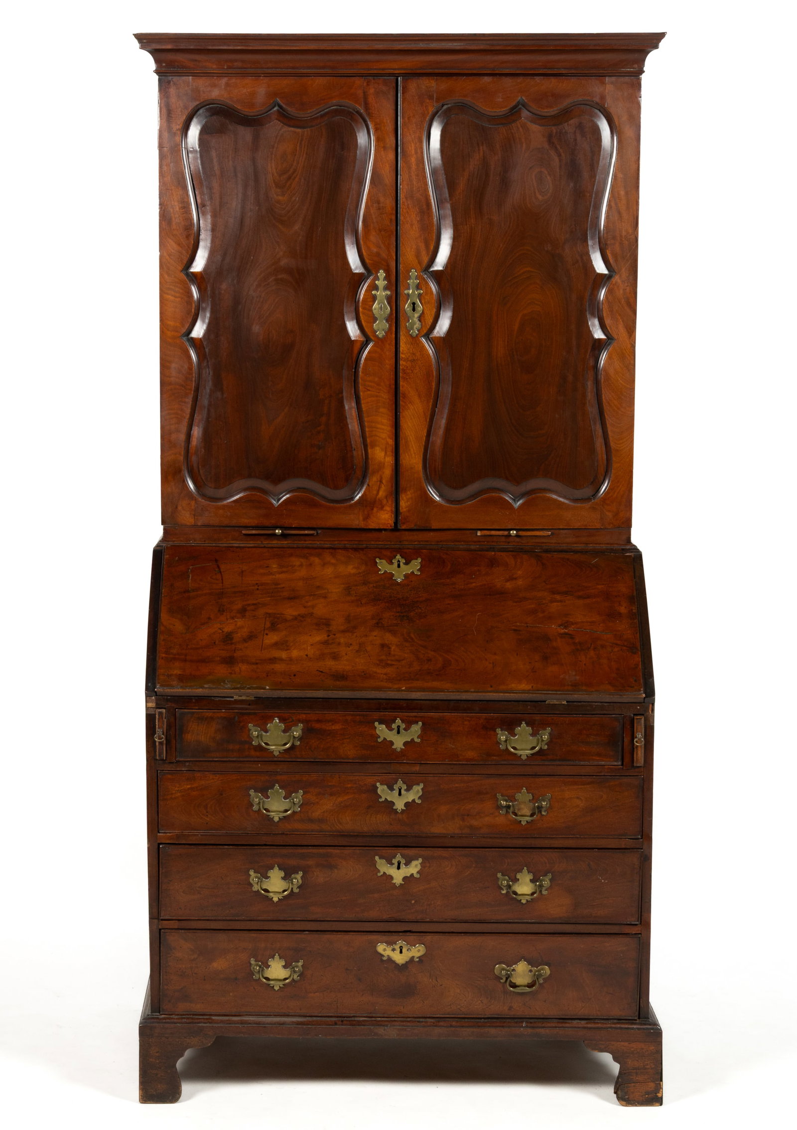 ENGLISH GEORGIAN MAHOGANY SECRETARY / DESK AND BOOKCASE (1 of 8)