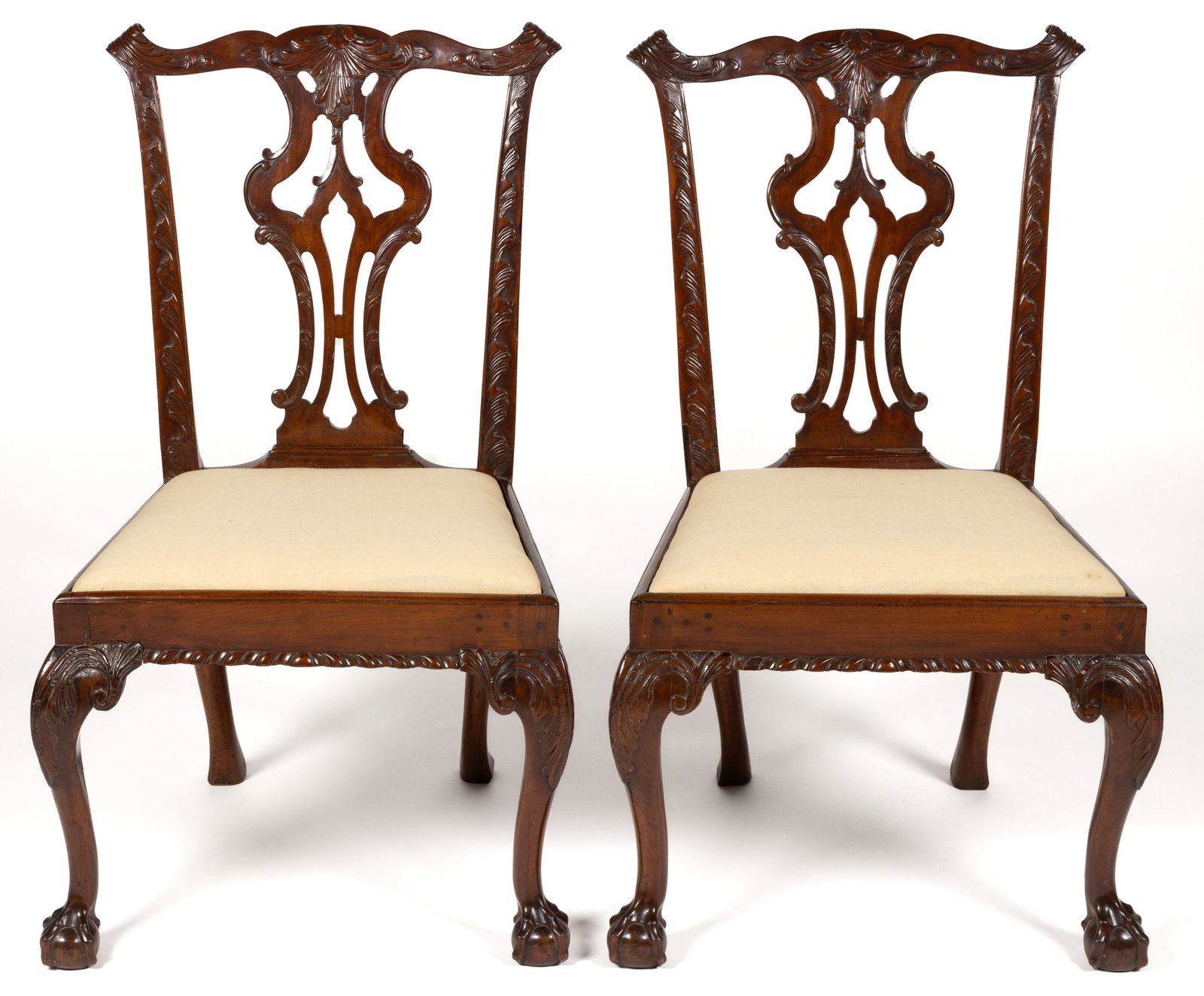 ENGLISH GEORGIAN MAHOGANY PAIR OF SIDE CHAIRS (1 of 8)