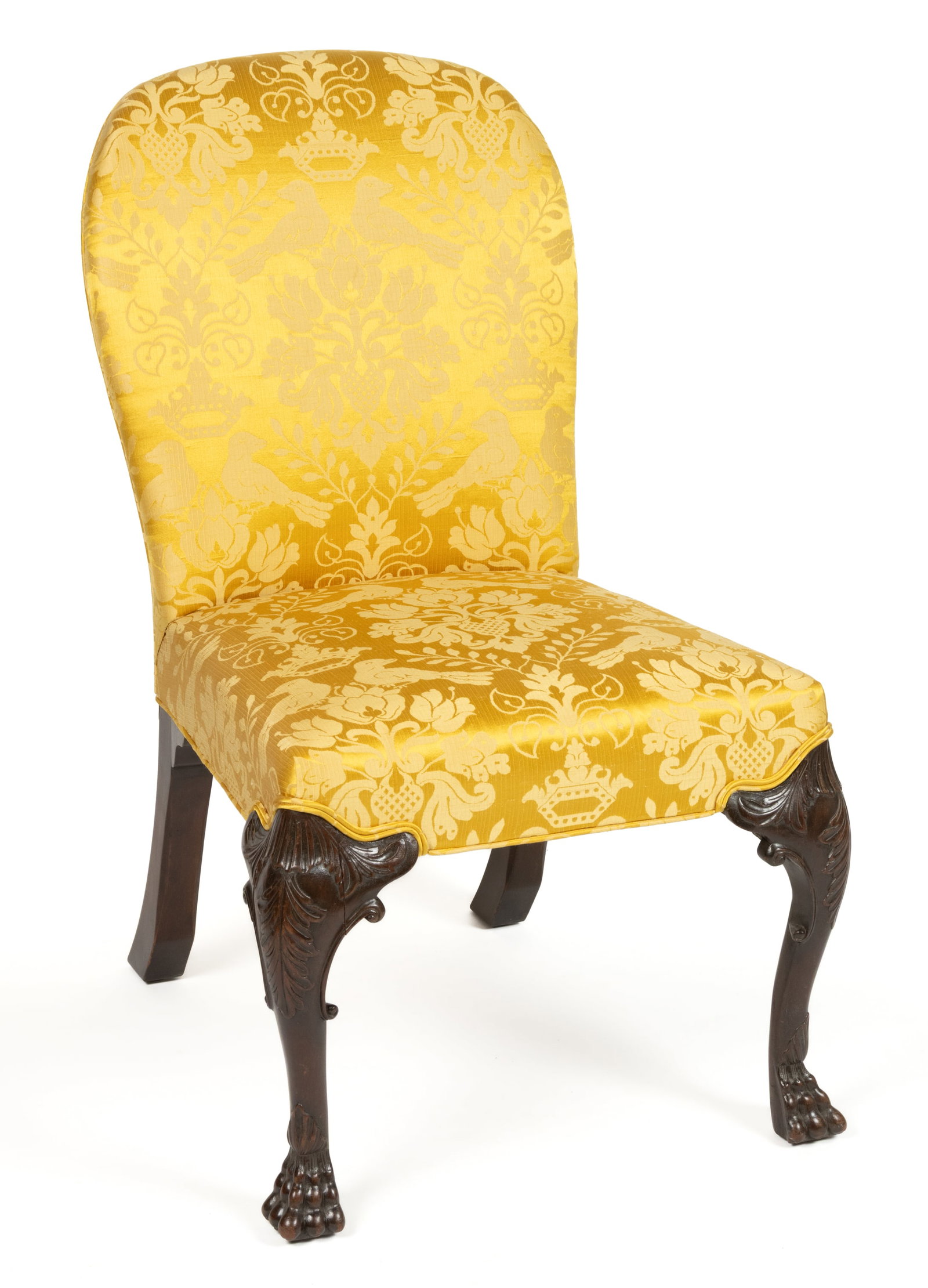 ENGLISH GEORGIAN-STYLE CARVED MAHOGANY SLIPPER CHAIR (1 of 5)