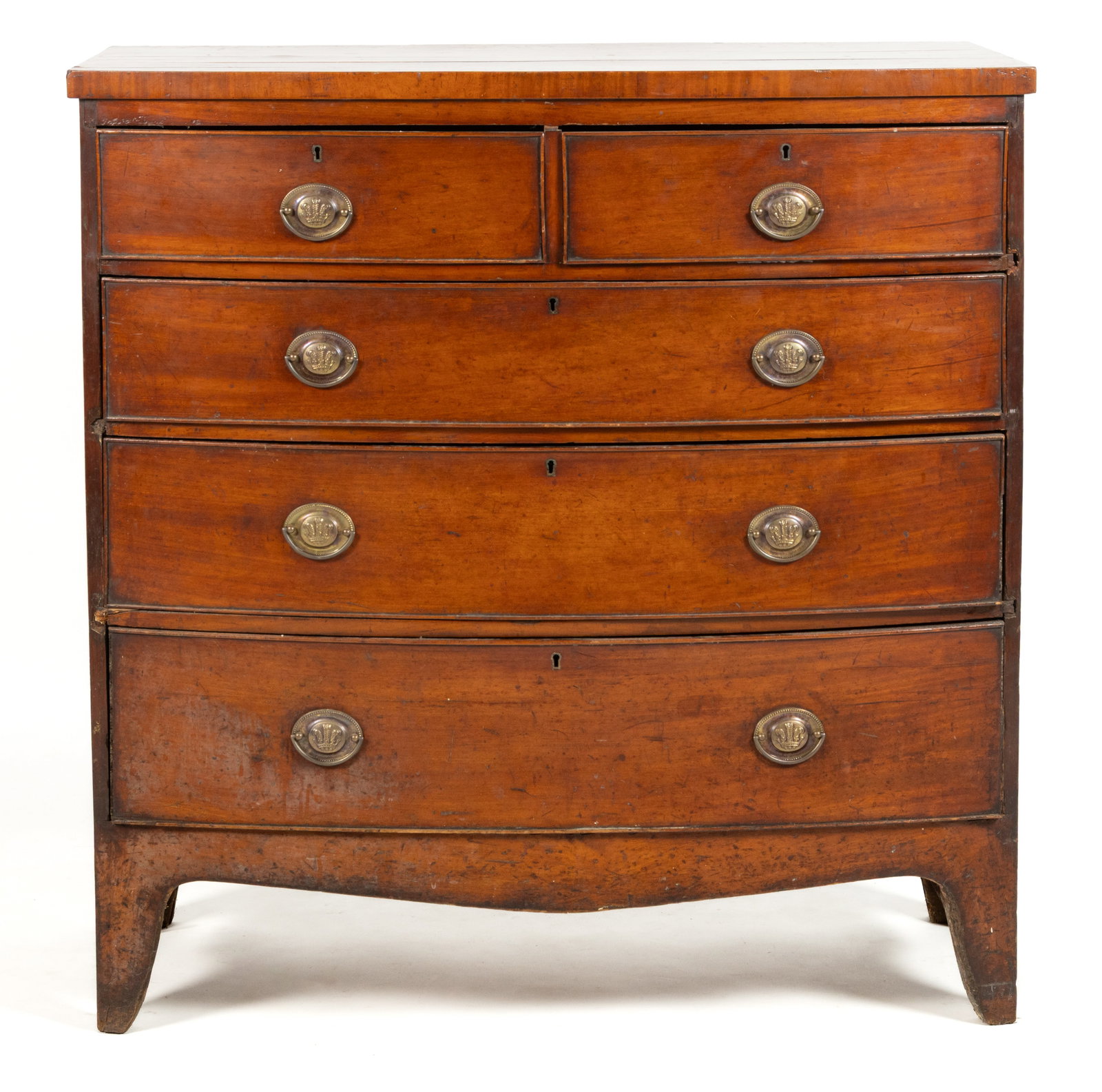 ENGLISH GEORGIAN BOW-FRONT MAHOGANY CHEST OF DRAWERS (1 of 7)