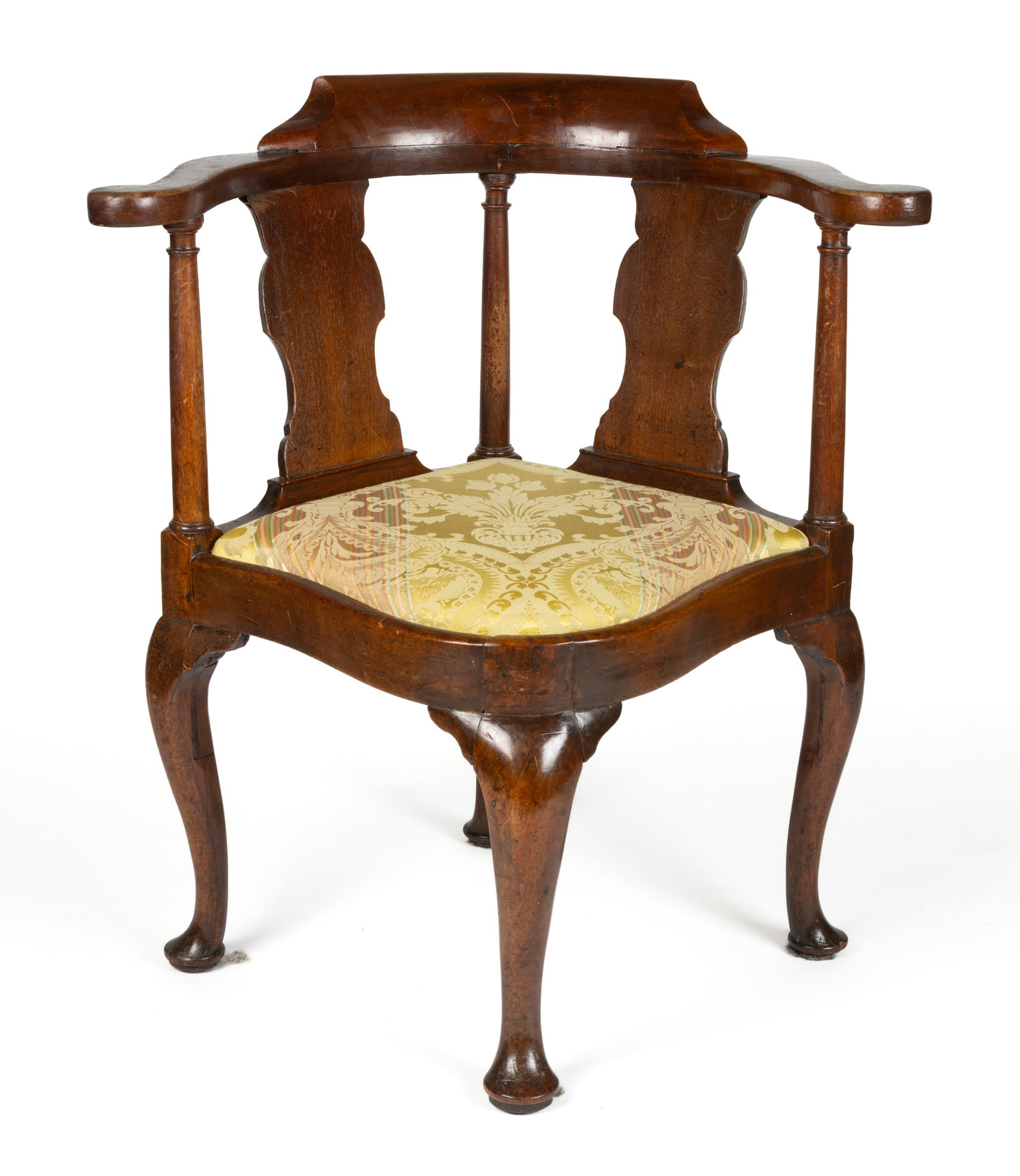 ENGLISH QUEEN ANNE MAHOGANY CORNER CHAIR (1 of 6)