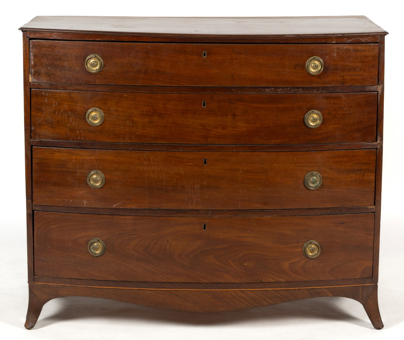 ENGLISH GEORGIAN MAHOGANY BOW-FRONT CHEST OF DRAWERS (1 of 7)