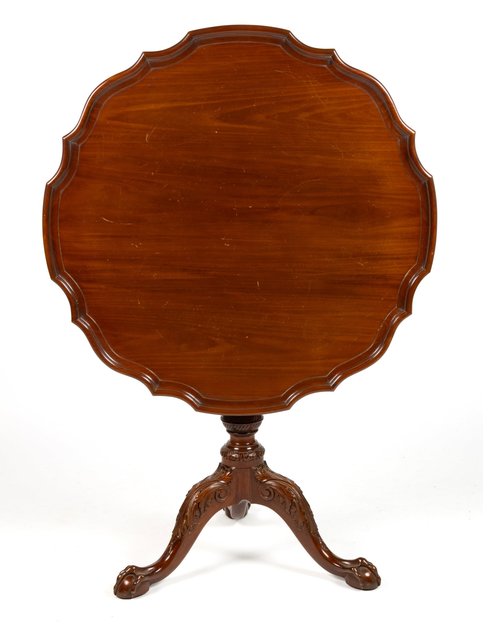 GEORGIAN-STYLE CARVED MAHOGANY TILT-TOP TEA TABLE (1 of 5)