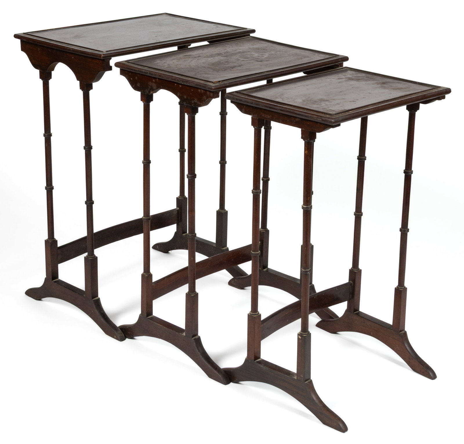 ENGLISH REGENCY MAHOGANY NESTING TABLES, SET OF THREE (1 of 4)