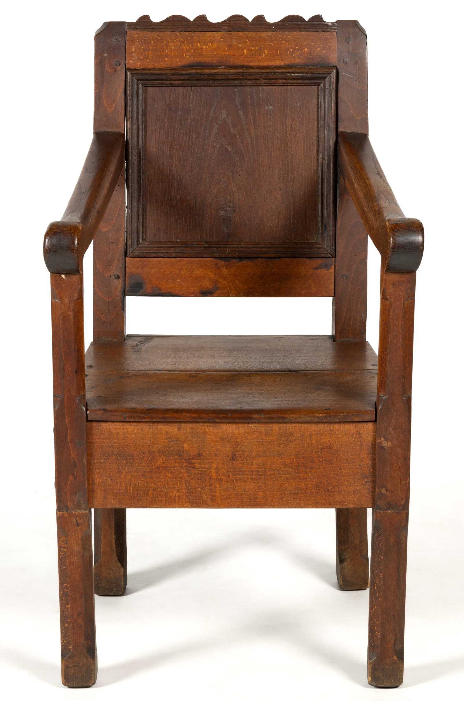 ENGLISH / BRITISH REGIONAL OAK PANEL-BACK ARMCHAIR (1 of 5)