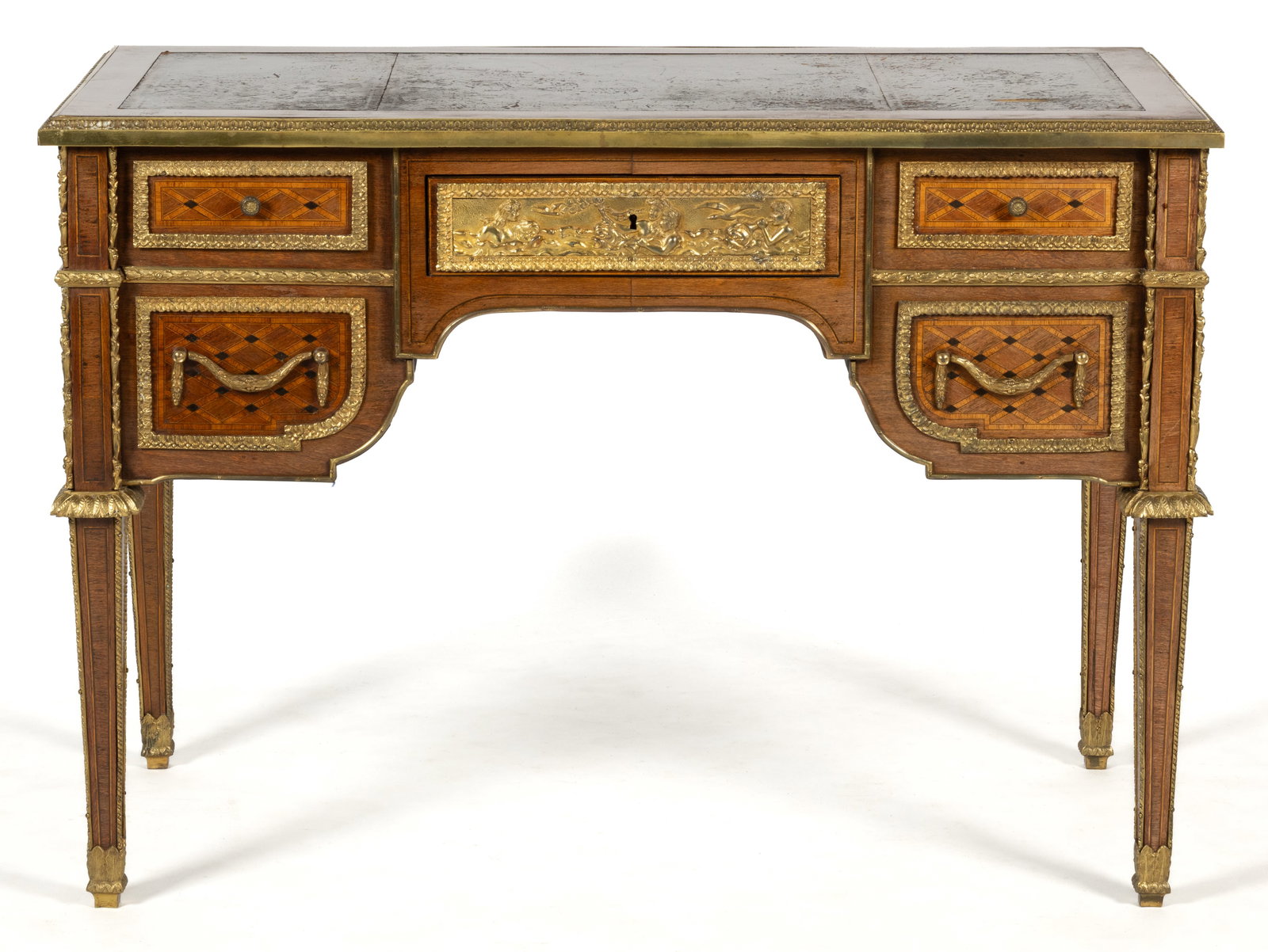 FRENCH LOUIS XVI BRONZE-MOUNTED PARQUETRY-INLAID BUREAU / DRESSING TABLE (1 of 7)