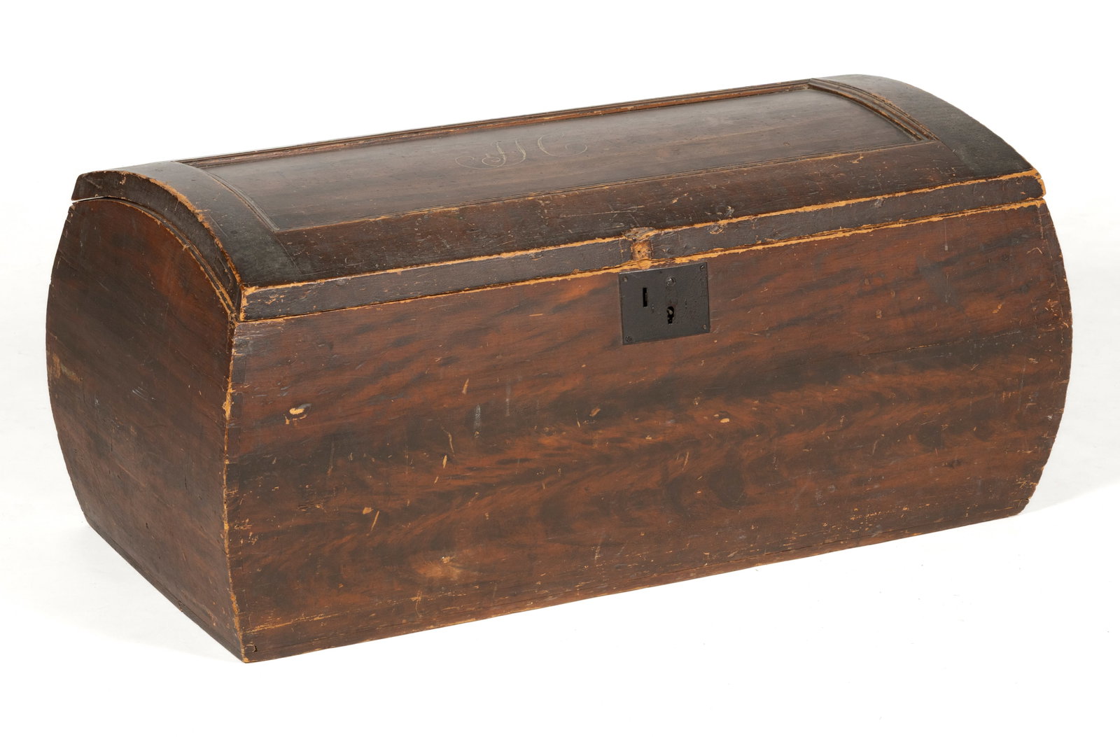 CONTINENTAL PAINT-DECORATED PINE BOMBE-FORM CHEST / TRUNK (1 of 8)