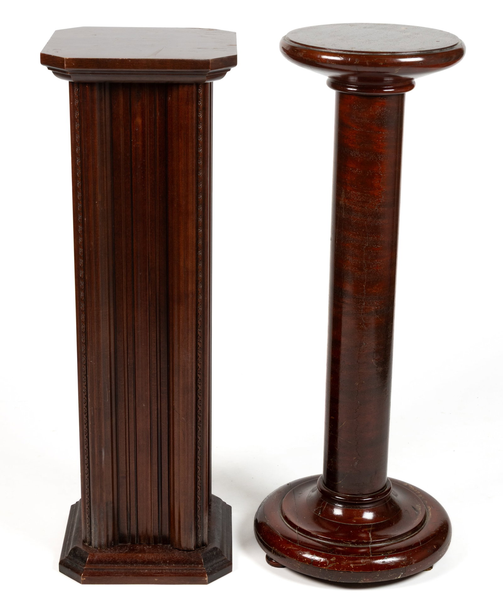 CONTEMPORARY WOODEN PEDESTALS / PLANT STANDS, LOT OF TWO (1 of 2)
