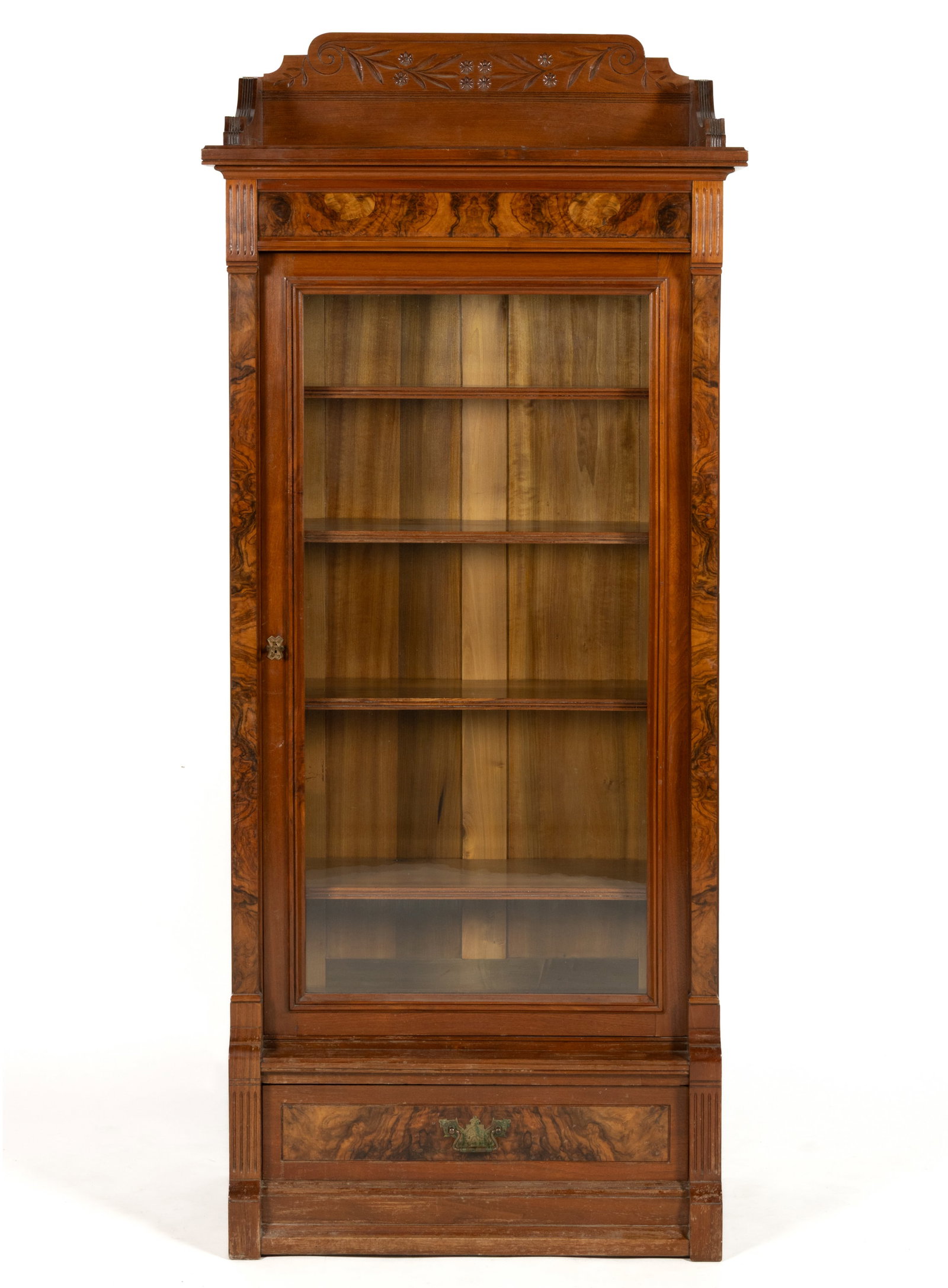 AMERICAN EASTLAKE WALNUT DIMINUTIVE BOOKCASE / DISPLAY CABINET (1 of 5)