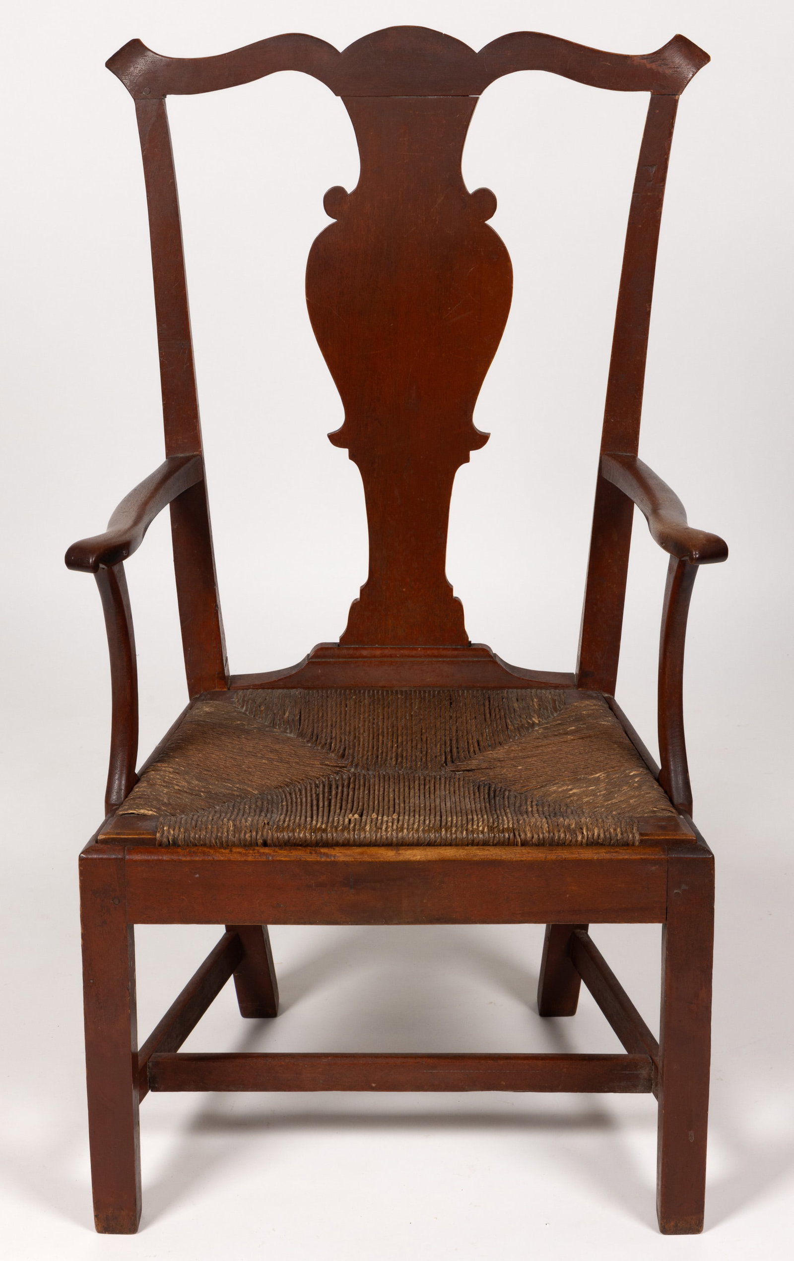 COUNTRY QUEEN ANNE RUSH-SEAT ARMCHAIR (1 of 4)