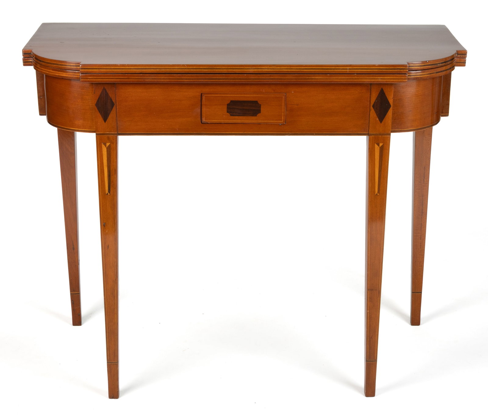 NEW ENGLAND FEDERAL INLAID CHERRY CARD / GAMES TABLE (1 of 6)