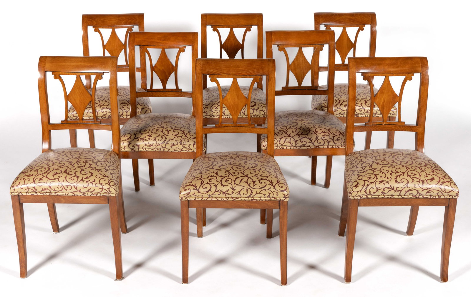 CONTEMPORARY REGENCY-STYLE BLEACHED MAHOGANY DINING CHAIRS, SET OF EIGHT (1 of 5)