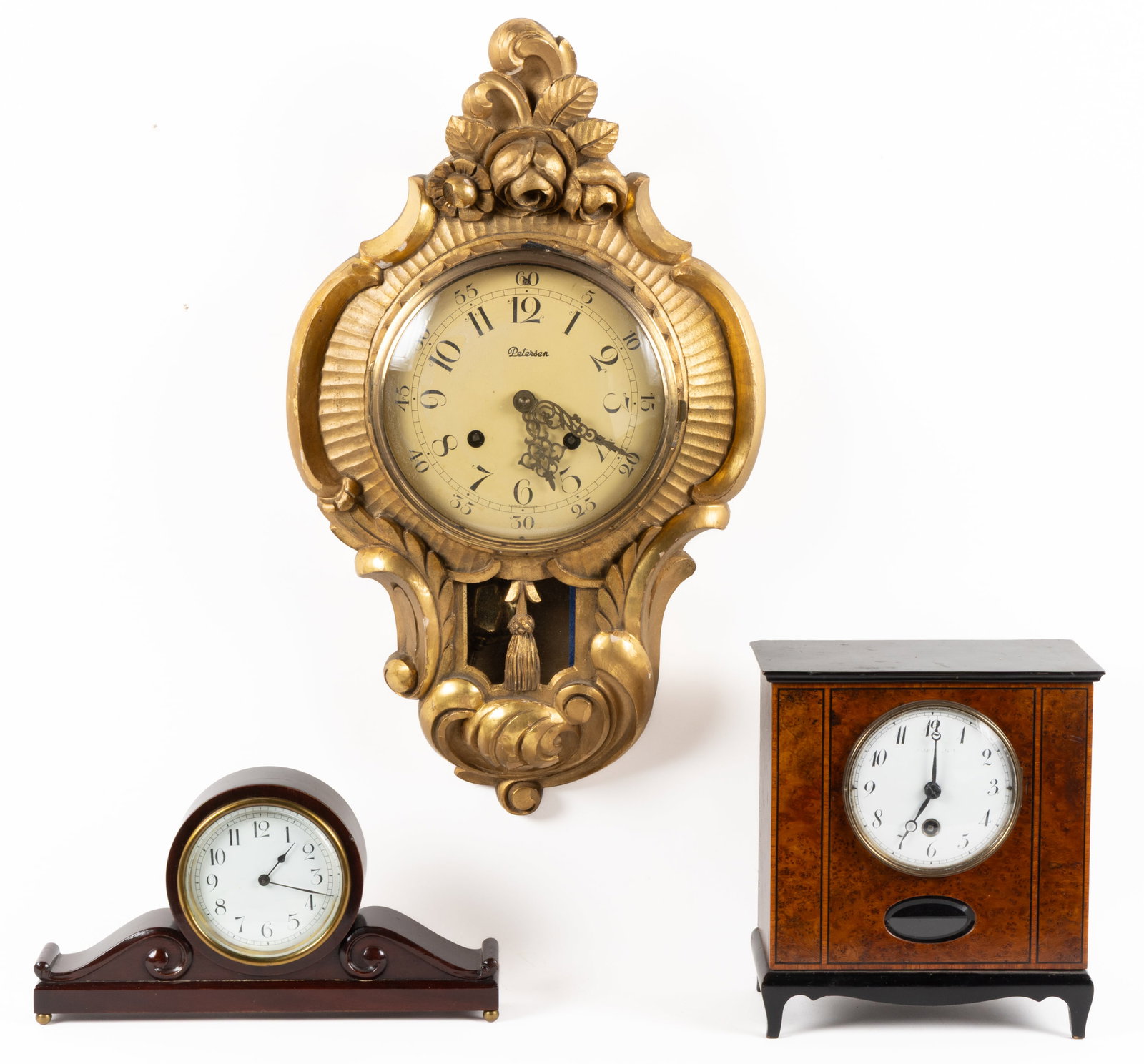 ASSORTED MANTLE / TABLE AND WALL CLOCKS, LOT OF THREE (1 of 7)