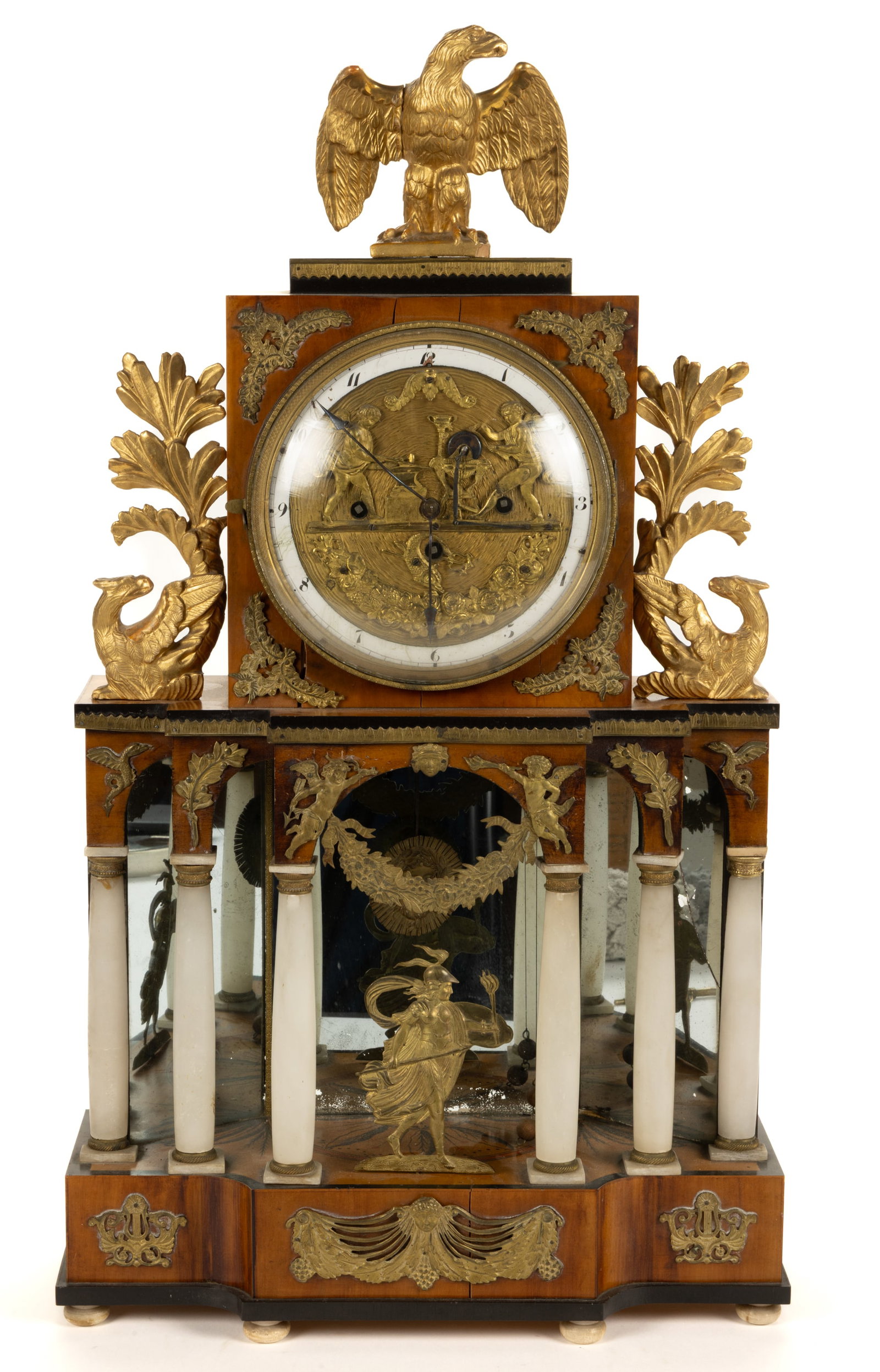 AUSTRIAN BIEDERMEIER / EMPIRE ORMOLU-MOUNTED AUTOMATON MANTLE / SHELF CLOCK (1 of 8)