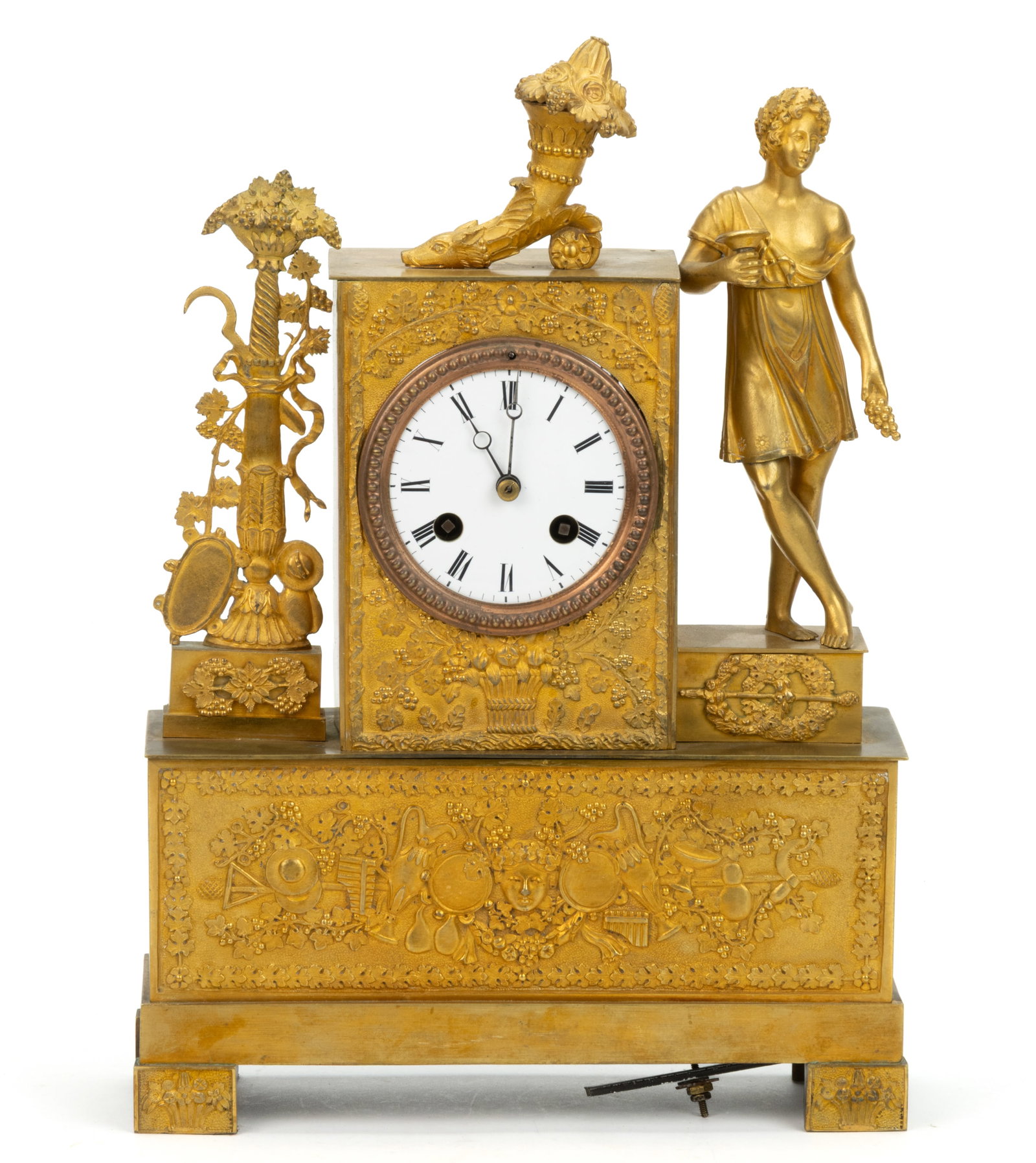 FRENCH EMPIRE DORE / GILT BRONZE FIGURAL MANTEL CLOCK (1 of 6)