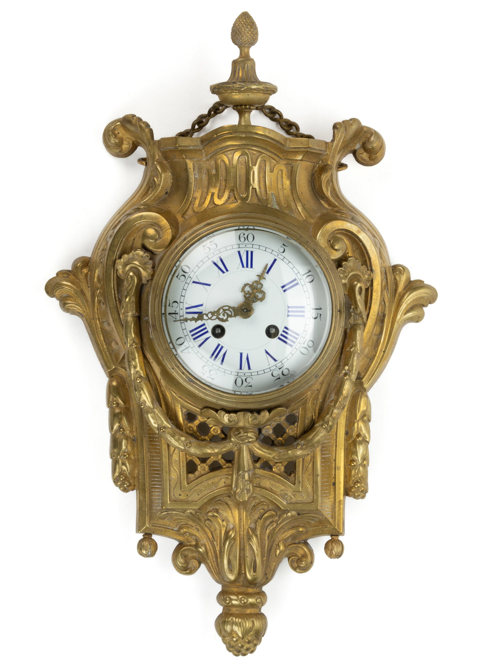 FRENCH DORE / GILT METAL WITH JAPY FRERES MOVEMENT HANGING WALL CLOCK (1 of 4)