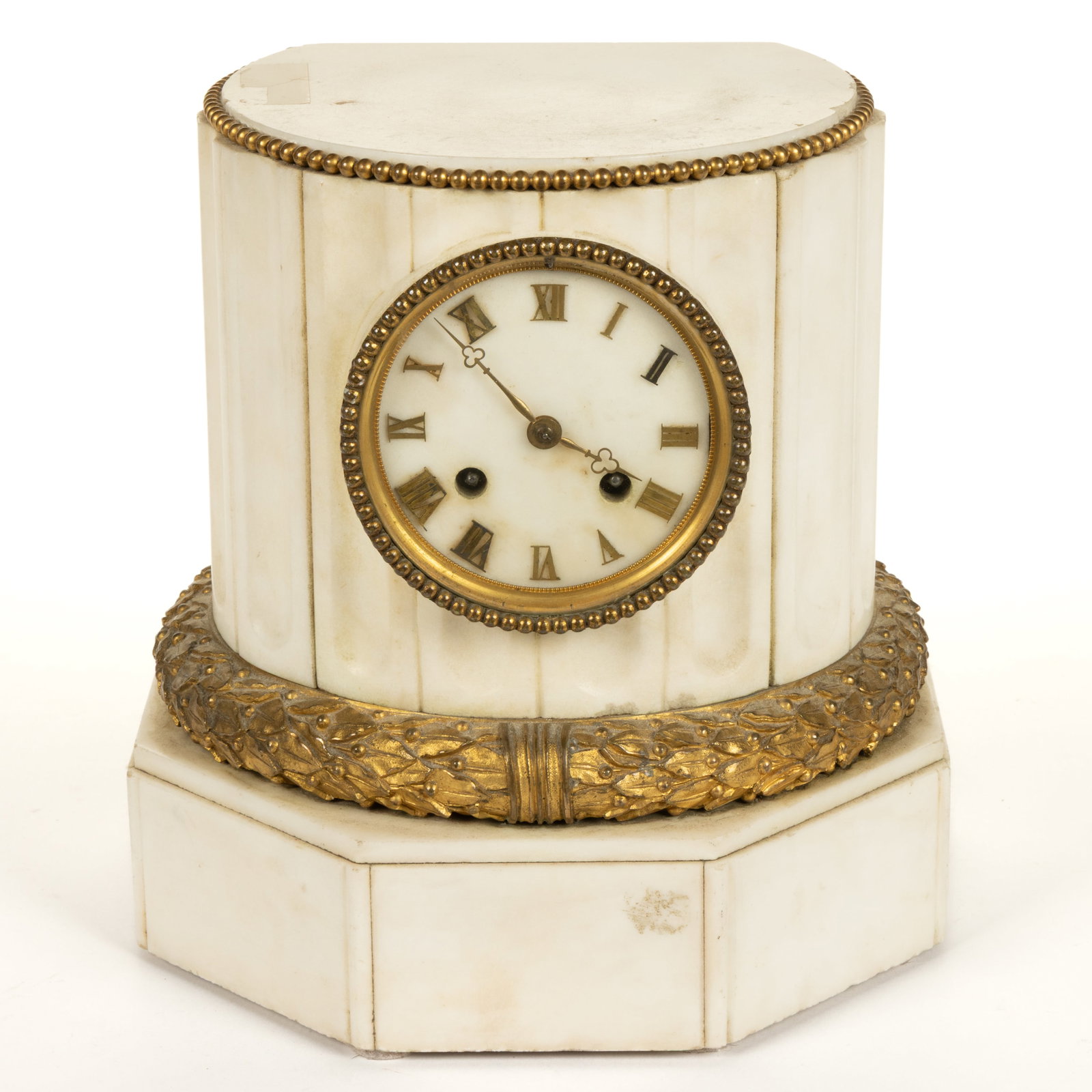 FRENCH MARBLE DORE BRONZE-MOUNTED MANTLE / SHELF CLOCK WITH SUGDEN OF PARIS MOVEMENT (1 of 4)