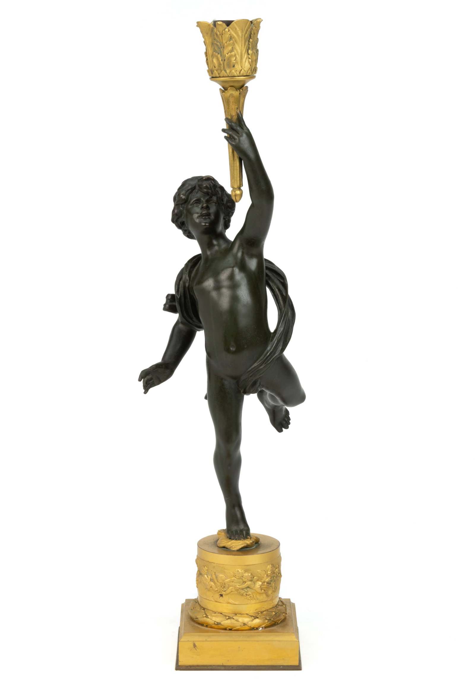FRENCH GILT- AND PATINATED-BRONZE LAMP (1 of 3)
