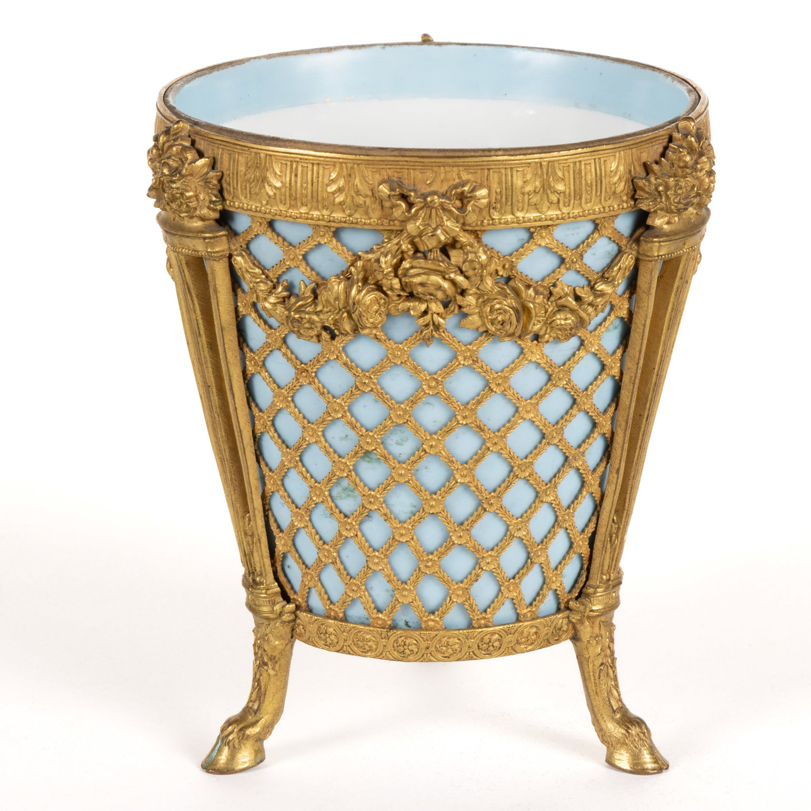 FRENCH SEVRES-STYLE ORMULU-MOUNTED PORCELAIN CACHEPOT (1 of 3)