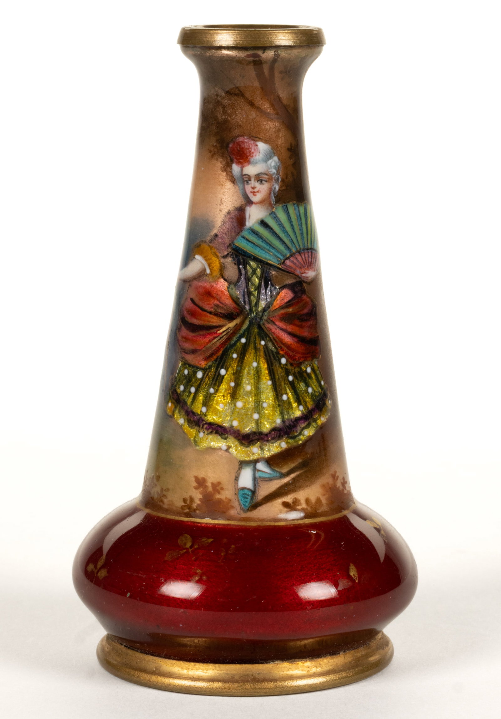 FRENCH LIMOGES DIMINUTIVE HAND-PAINTED ENAMEL CABINET VASE (1 of 5)
