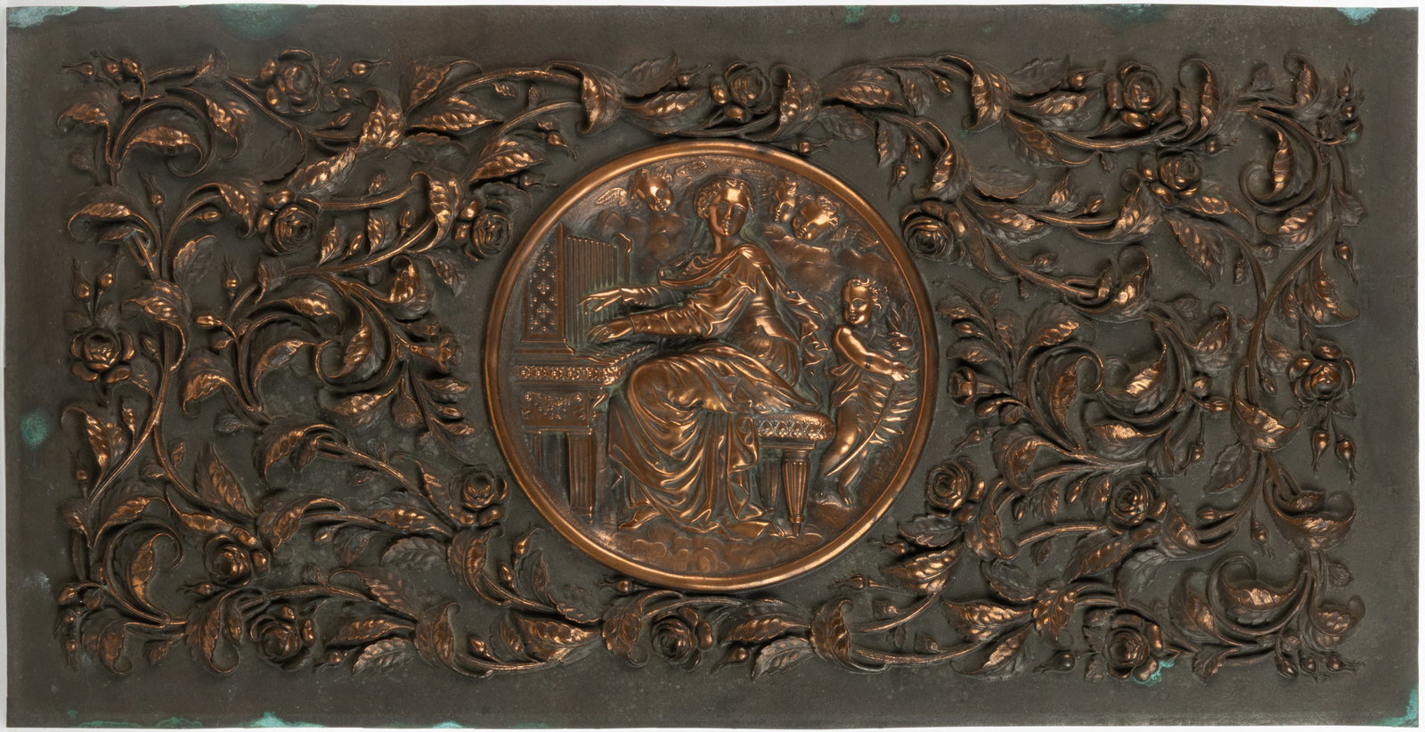 VICTORIAN PATINATED METAL BAS-RELIEF PLAQUE (1 of 2)