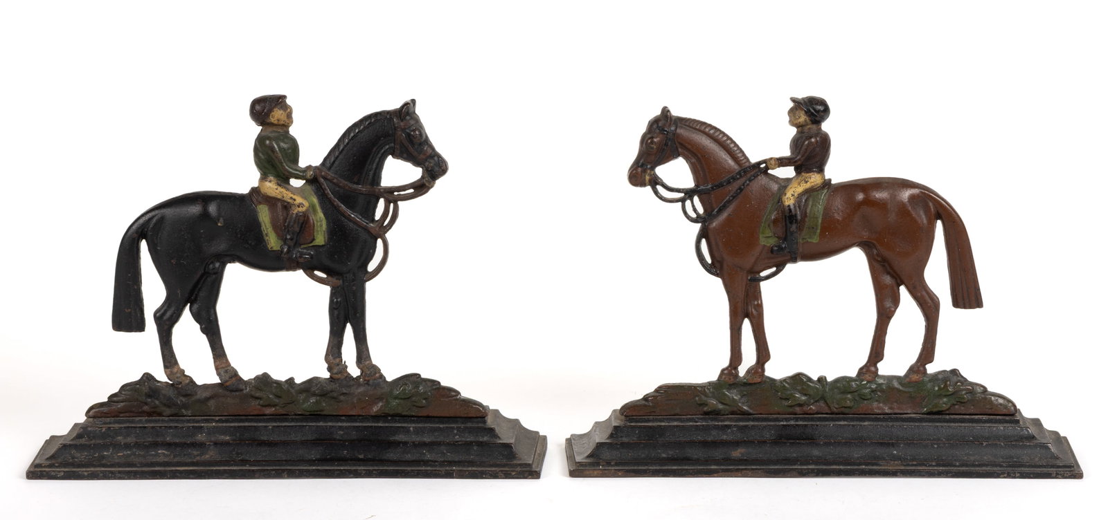 VINTAGE CAST-IRON FIGURAL HORSE AND JOCKEY DOOR STOP / DOOR PORTERS, SET OF TWO (1 of 2)