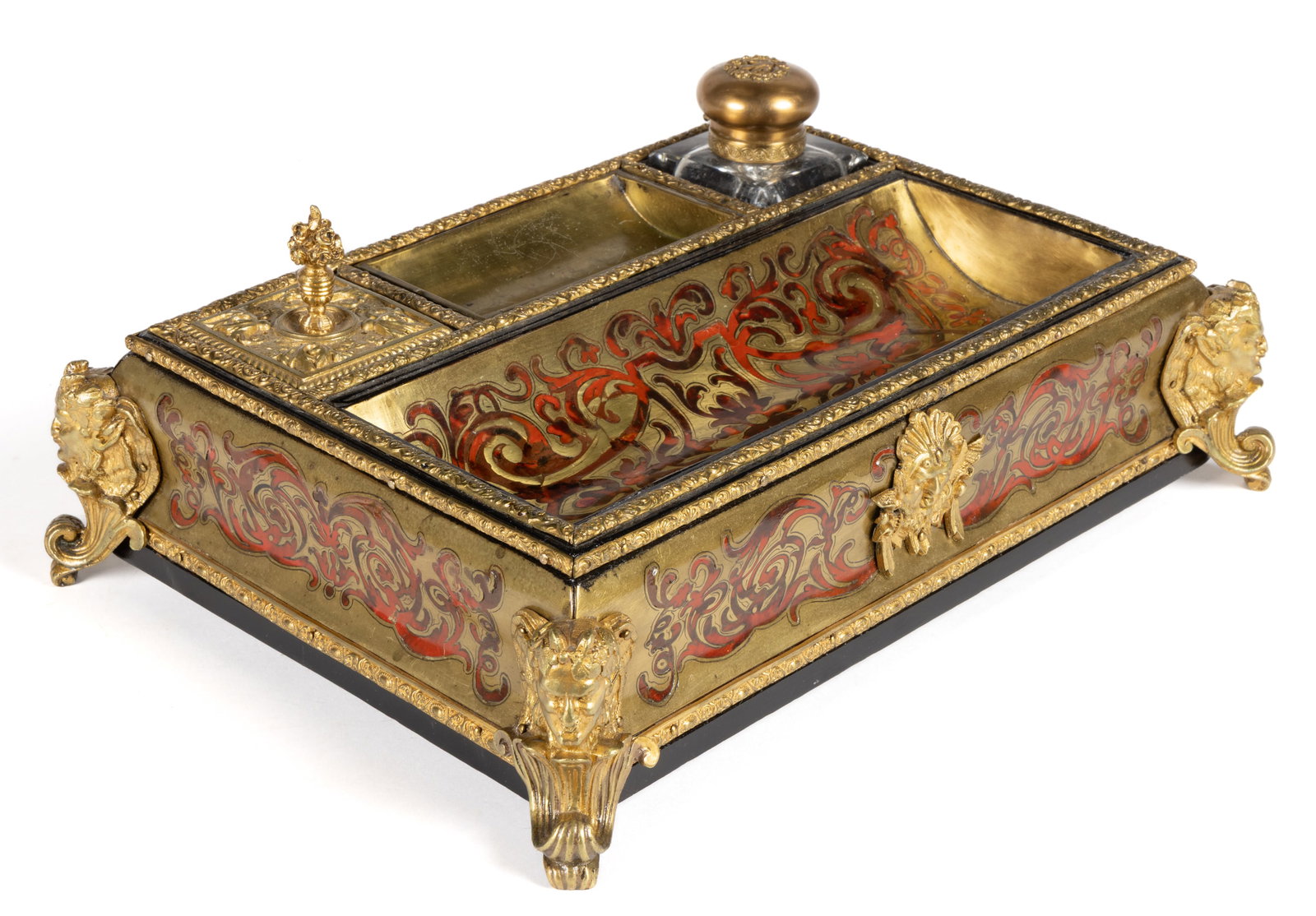 FRENCH GILTWOOD BOULLE-STYLE ORMOLU-MOUNTED INKSTAND (1 of 4)