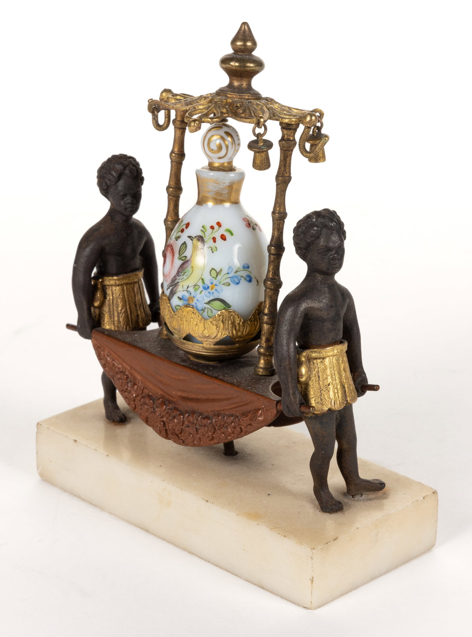 FRENCH PALAIS ROYAL, ATTRIBUTED, BLACKAMOOR GILT CAST-METAL PERFUME CADDY / HOLDER (1 of 4)